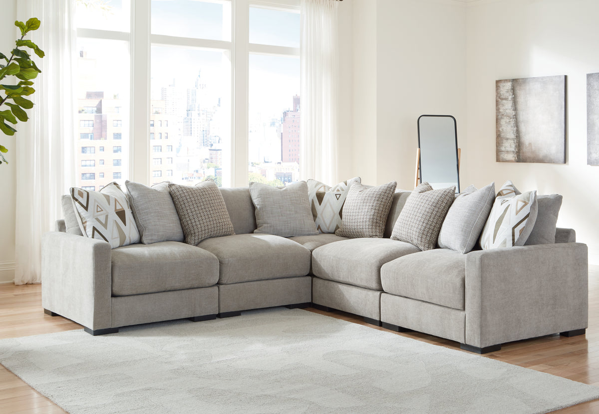 Best Deals Furniture - Ashley Furniture - Aslan Court 5-Piece Sectional - RAF 5-Piece Sectional / Pebble - 20305S6