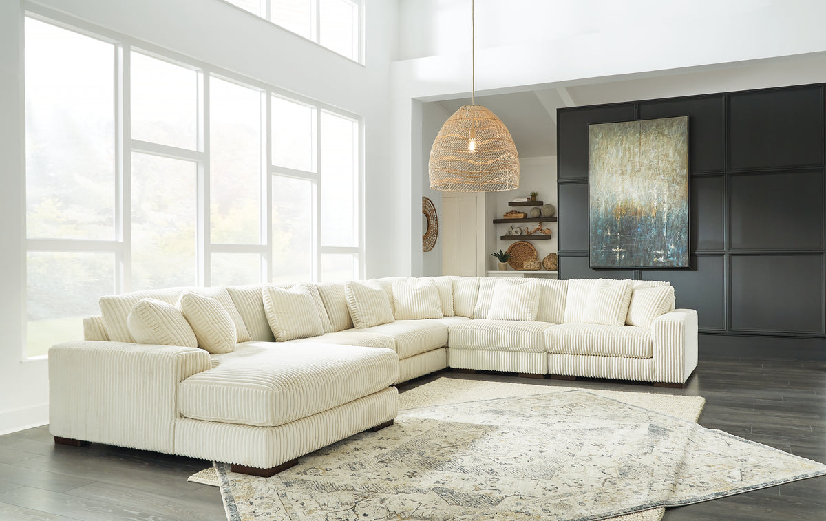 Best Deals Furniture - Ashley Furniture - Lindyn 6-Piece Sectional with Chaise - RAF 6-Piece Sectional with Chaise / Fog - 21105S8