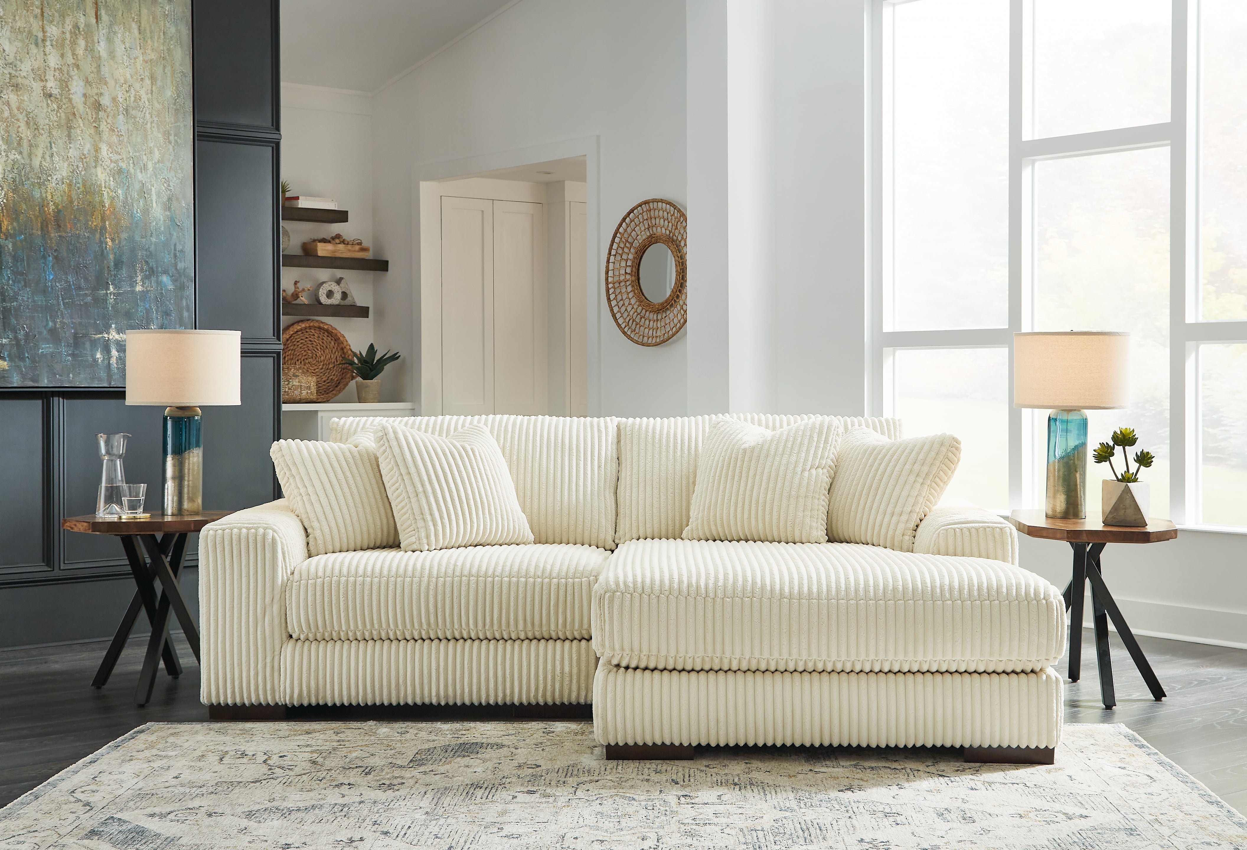 Best Deals Furniture - Ashley Furniture - Lindyn 2-Piece Sectional with Chaise - RAF 2-Piece Sectional with Chaise / Ivory - 21104S4