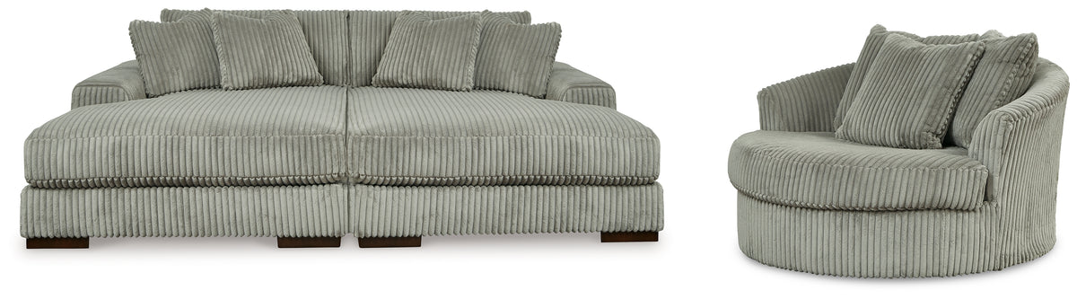 Best Deals Furniture - Ashley Furniture - Lindyn Super Chaise with Oversized Swivel Chair - Super Chaise with Oversized Swivel Chair / Fog - 21105U5