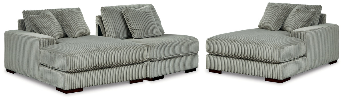 Best Deals Furniture - Ashley Furniture - Lindyn 3-Piece Sectional with Double Chaise - RAF 3-Piece Sectional with Double Chaise / Fog - 21105S18