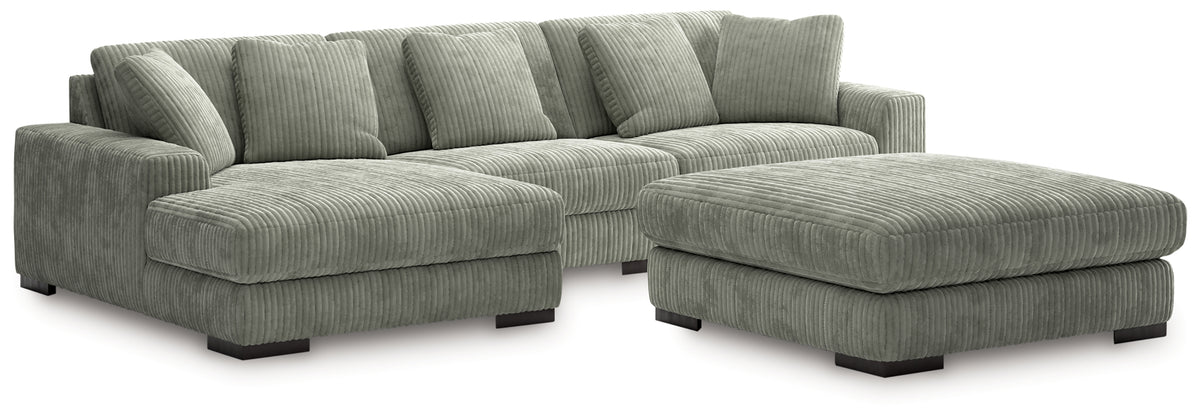 Best Deals Furniture - Ashley Furniture - Lindyn 3-Piece Sectional with Ottoman - 3-Piece Sectional with Ottoman / Fog - 21105U10