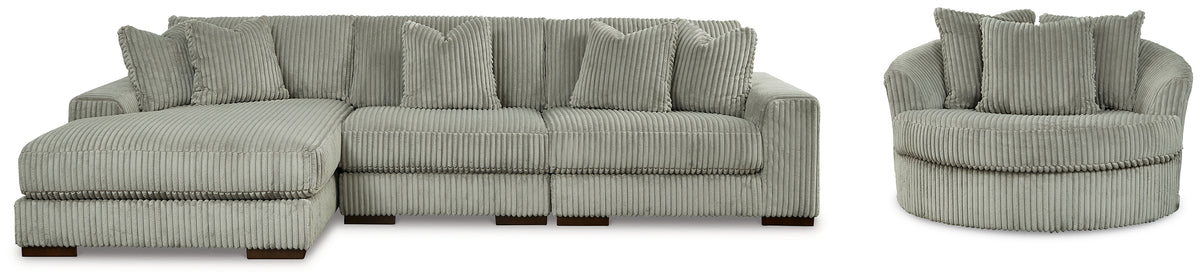 Best Deals Furniture - Ashley Furniture - Lindyn 3-Piece Sectional and Oversized Swivel Accent Chair - 3-Piece Sectional and Oversized Swivel Accent Chair / Fog - 21105U6