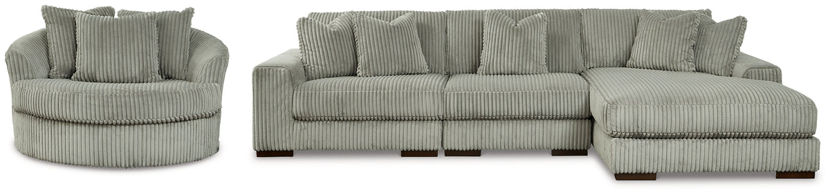 Best Deals Furniture - Ashley Furniture - Lindyn 3-Piece Sectional and Chair - 3-Piece Sectional and Chair / Fog - 21105U1