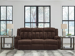 Best Deals Furniture - Ashley Furniture - Observation Living Room - REC PWR Sofa w/Drop Down Table / Chocolate - PC2140699