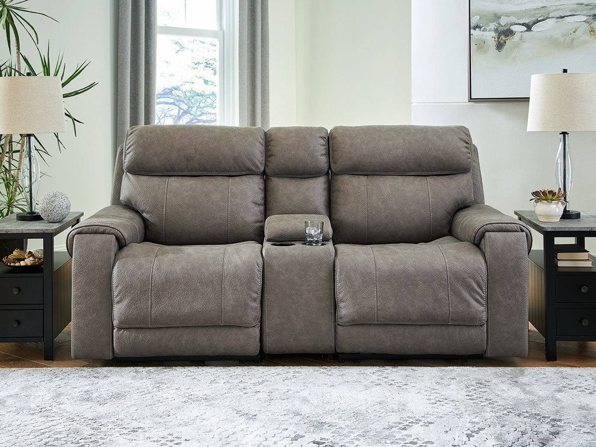 Best Deals Furniture - Ashley Furniture - Starbot 3-Piece Power Reclining Sectional Loveseat with Console - 3-Piece Power Reclining Sectional Loveseat with Console / Fossil - 23501S2
