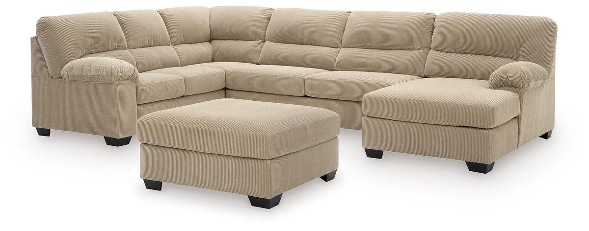 Best Deals Furniture - Ashley Furniture - SimpleJoy 3-Piece Sectional and Ottoman - 3-Piece Sectional and Ottoman - 24203U3