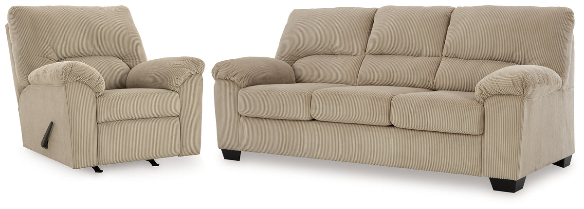 Best Deals Furniture - Ashley Furniture - SimpleJoy Sofa and Recliner - Sofa and Recliner - 24203U2