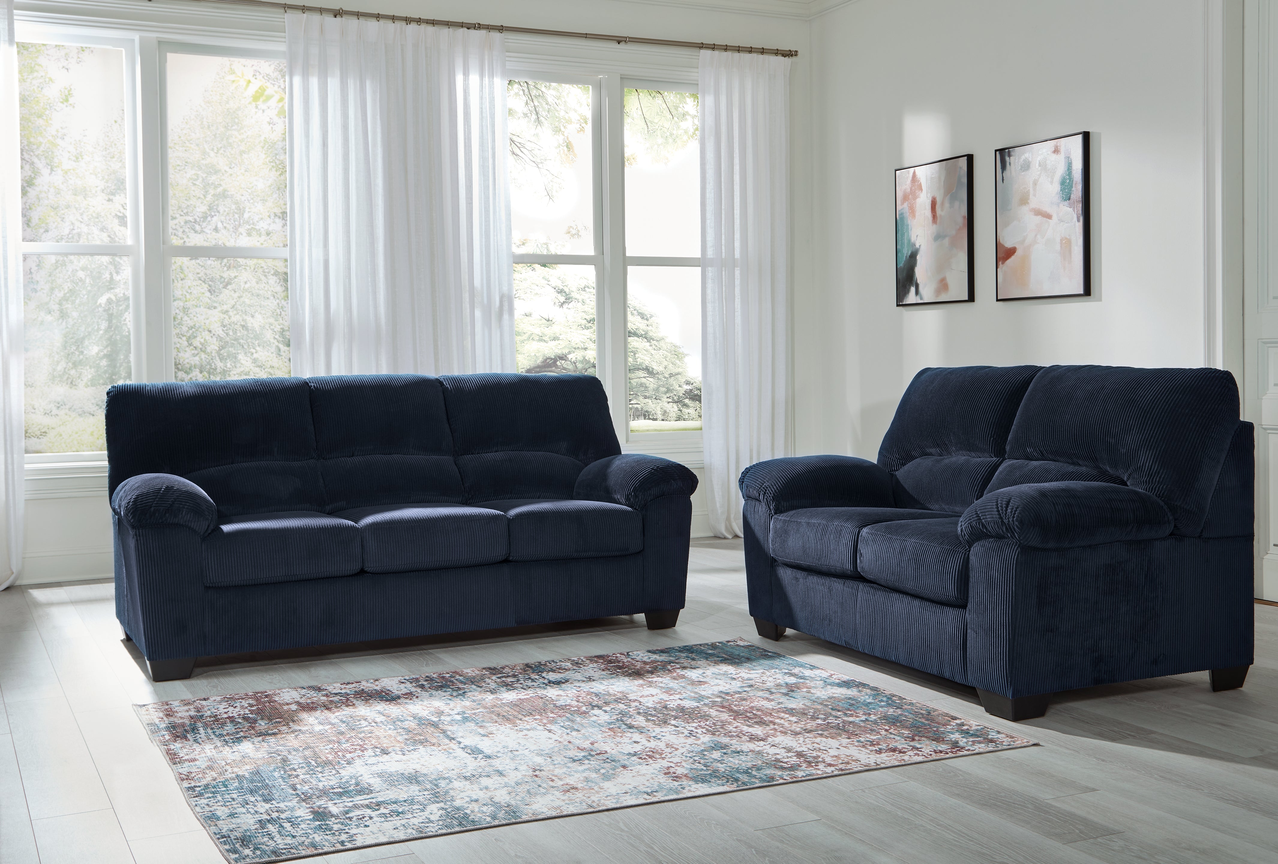 Best Deals Furniture - Ashley Furniture - SimpleJoy Sofa and Loveseat - Sofa and Loveseat / Navy - 24205U1