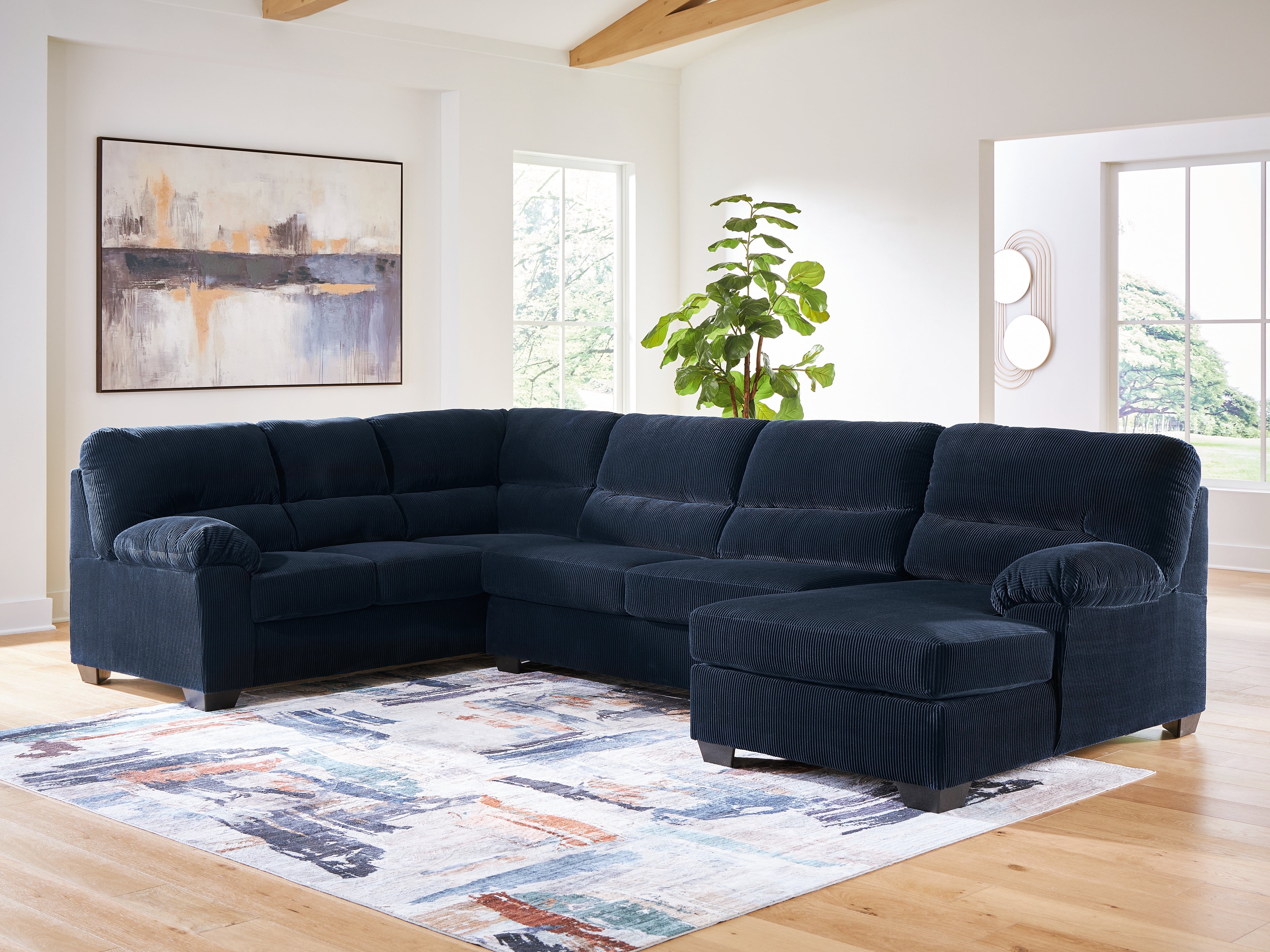 Best Deals Furniture - Ashley Furniture - SimpleJoy 3-Piece Sectional with Chaise - LAF 3-Piece Sectional with Chaise / Navy - 24205S2