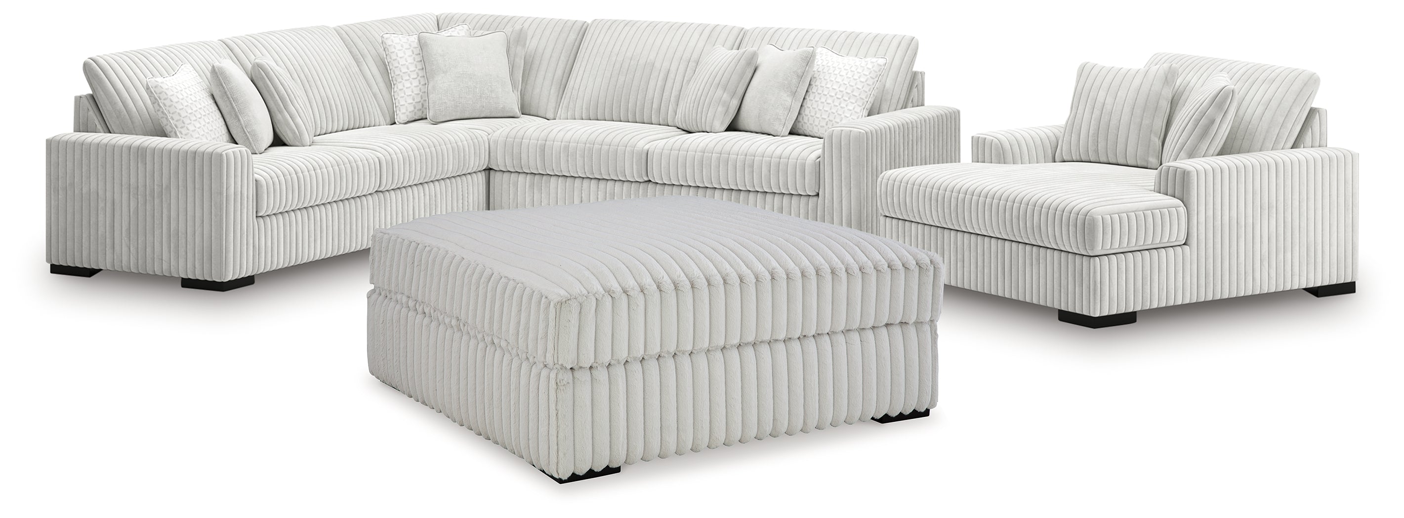 Best Deals Furniture - Ashley Furniture - Stupendous 4-Piece Sectionals and Ottoman - 4-Piece Sectionals and Ottoman / Alloy - 25903U5