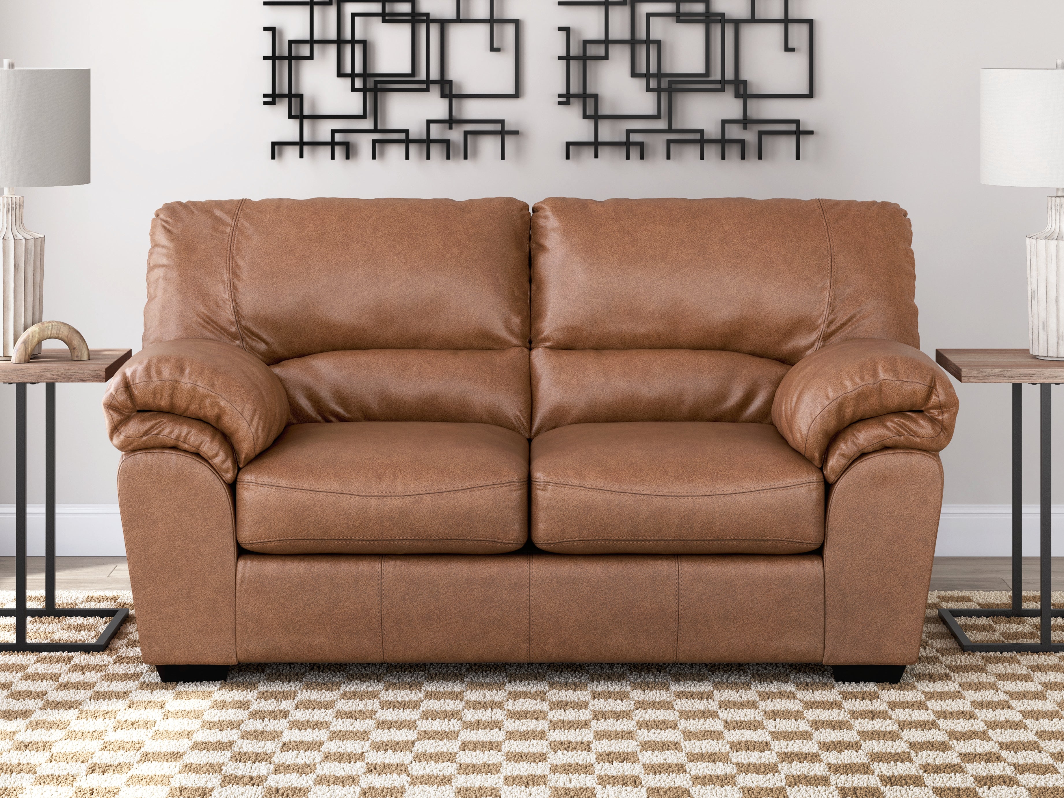Best Deals Furniture - Ashley Furniture - WillowBend Living Room - Loveseat / Caramel - PC2770435