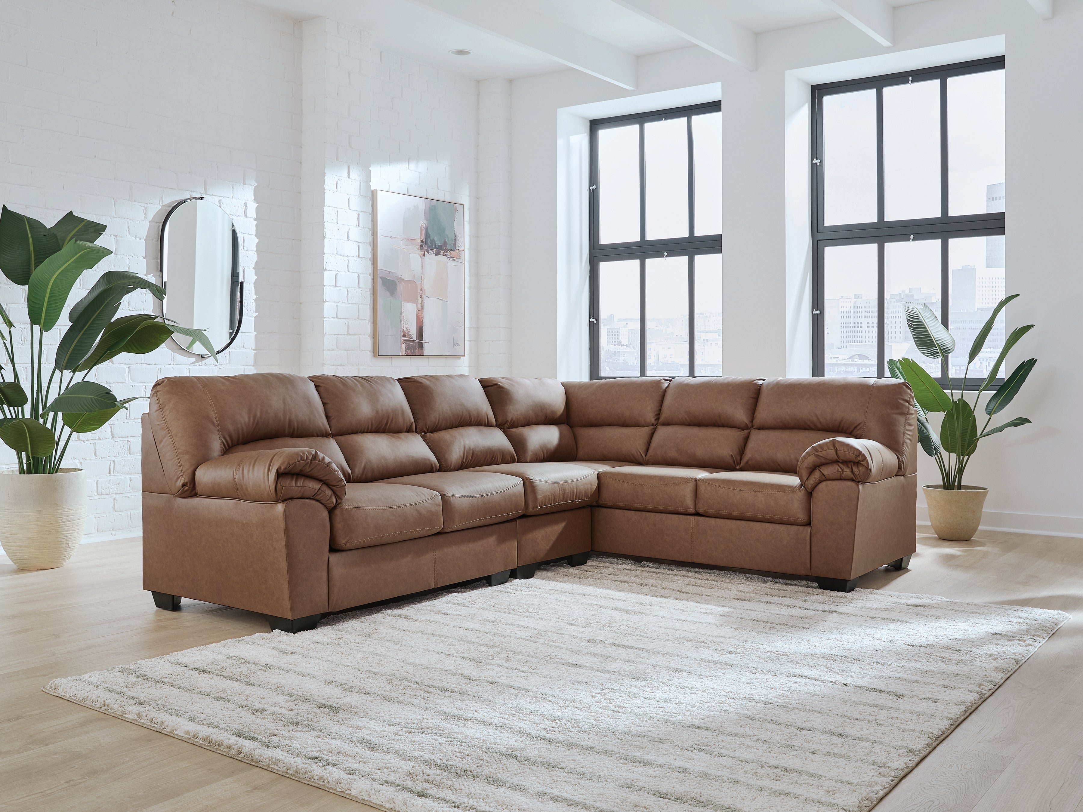 Best Deals Furniture - Ashley Furniture - WillowBend 3-Piece Sectional - RAF 3-Piece Sectional / Caramel - PC27704S3