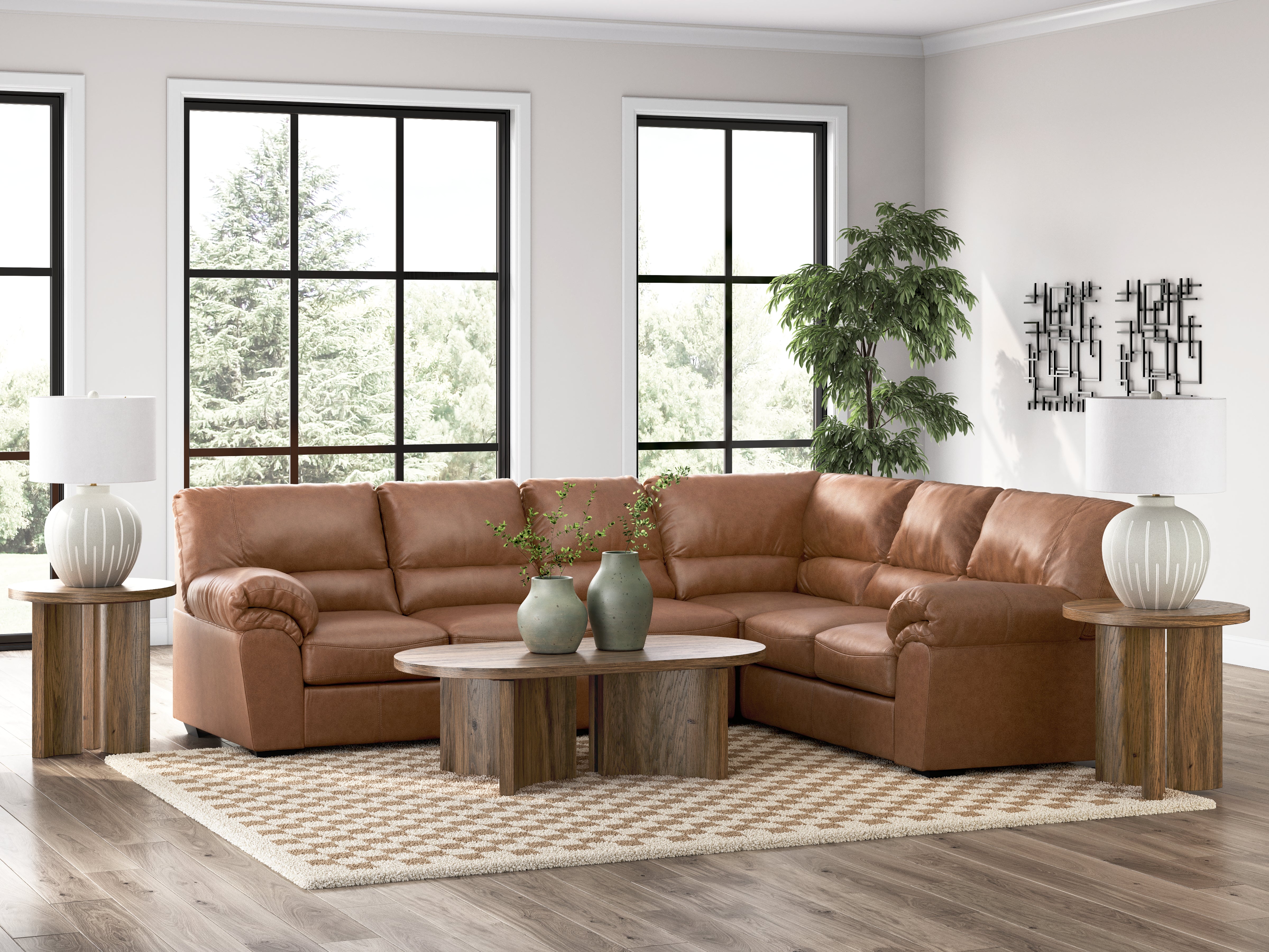 Best Deals Furniture - Ashley Furniture - WillowBend Sectional - RAF 3-Piece Sectional / Caramel - PC27704S3