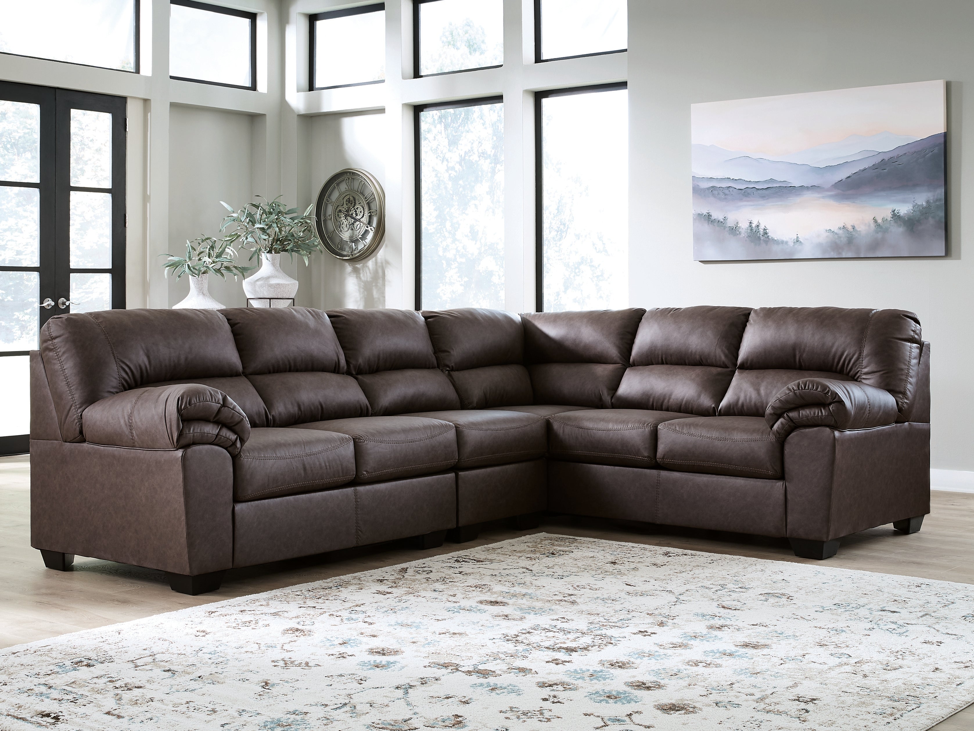 Best Deals Furniture - Ashley Furniture - WillowBend 3-Piece Sectional - RAF 3-Piece Sectional / Umber - PC27705S3