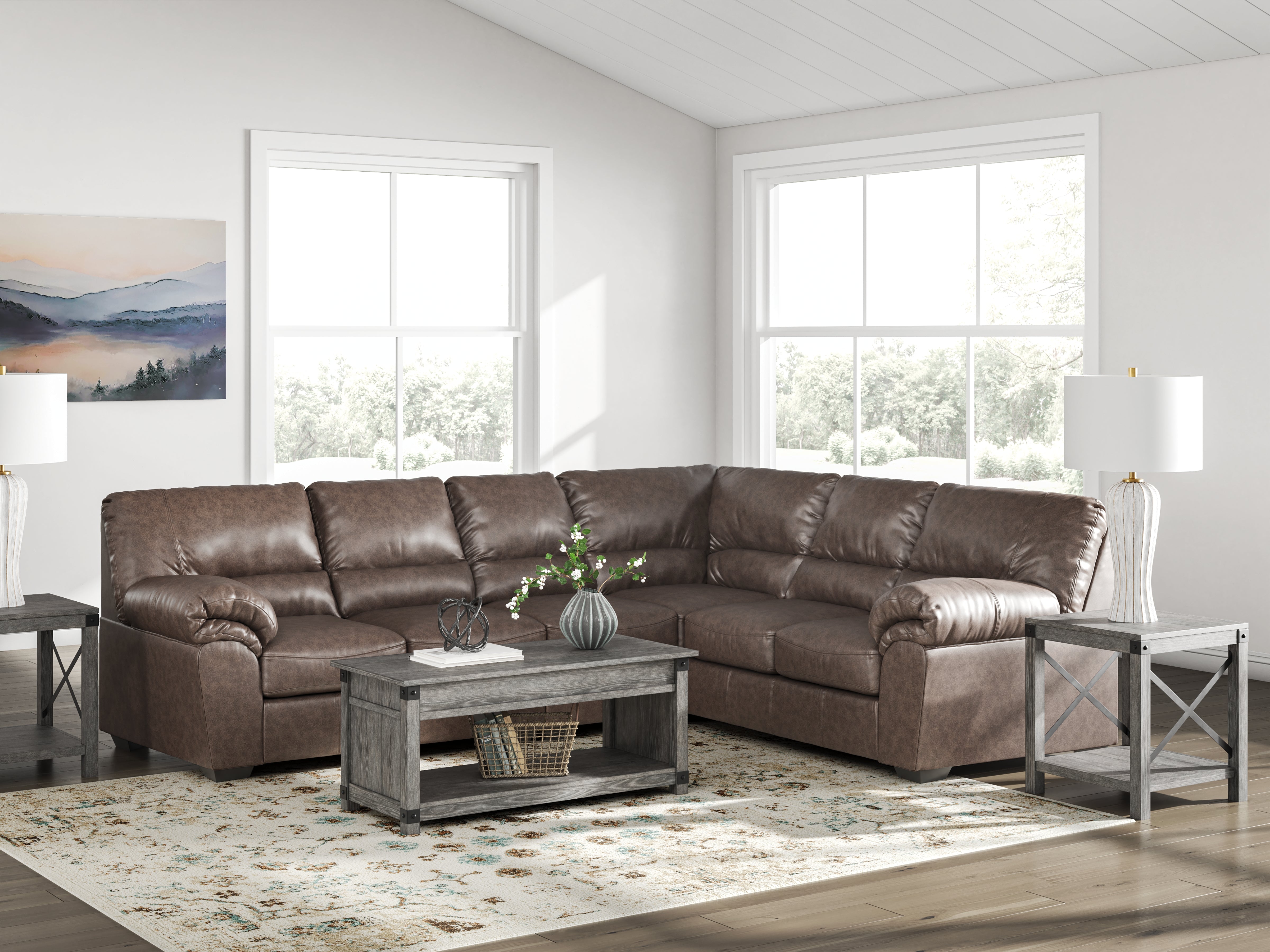 Best Deals Furniture - Ashley Furniture - WillowBend Sectional - RAF 3-Piece Sectional / Umber - PC27705S3