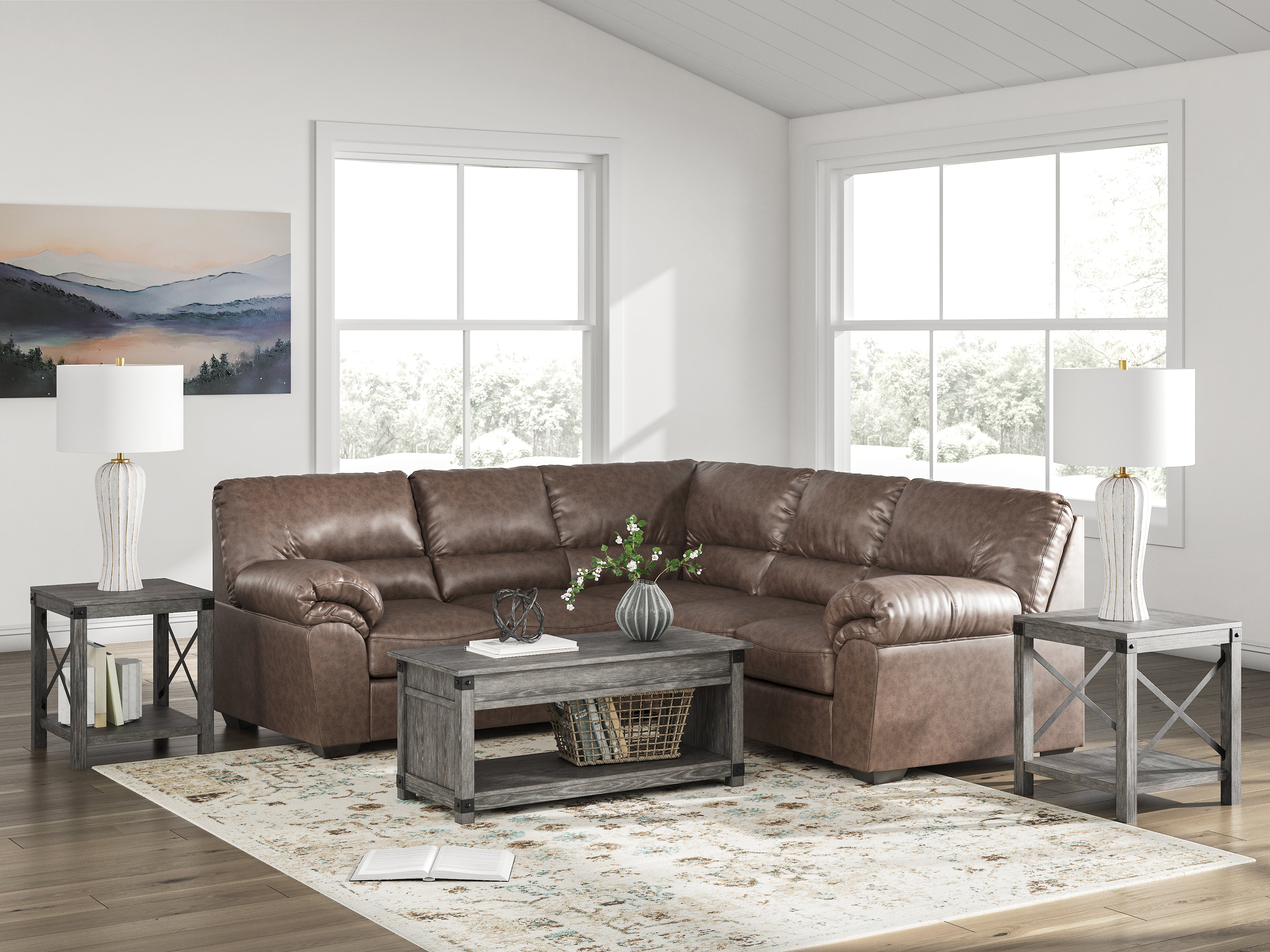 Best Deals Furniture - Ashley Furniture - WillowBend Sectional - RAF 2-Piece Sectional / Umber - PC27705S1