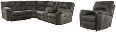 Best Deals Furniture - Ashley Furniture - Tambo 2-Piece Sectional with Recliner - 2-Piece Sectional with Recliner / Pewter - 27801U1