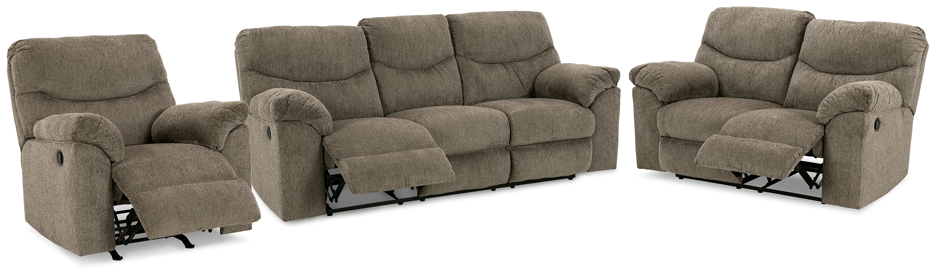 Best Deals Furniture - Ashley Furniture - Alphons Reclining Sofa, Loveseat and Recliner - Reclining Sofa, Loveseat and Recliner / Putty - 28201U2