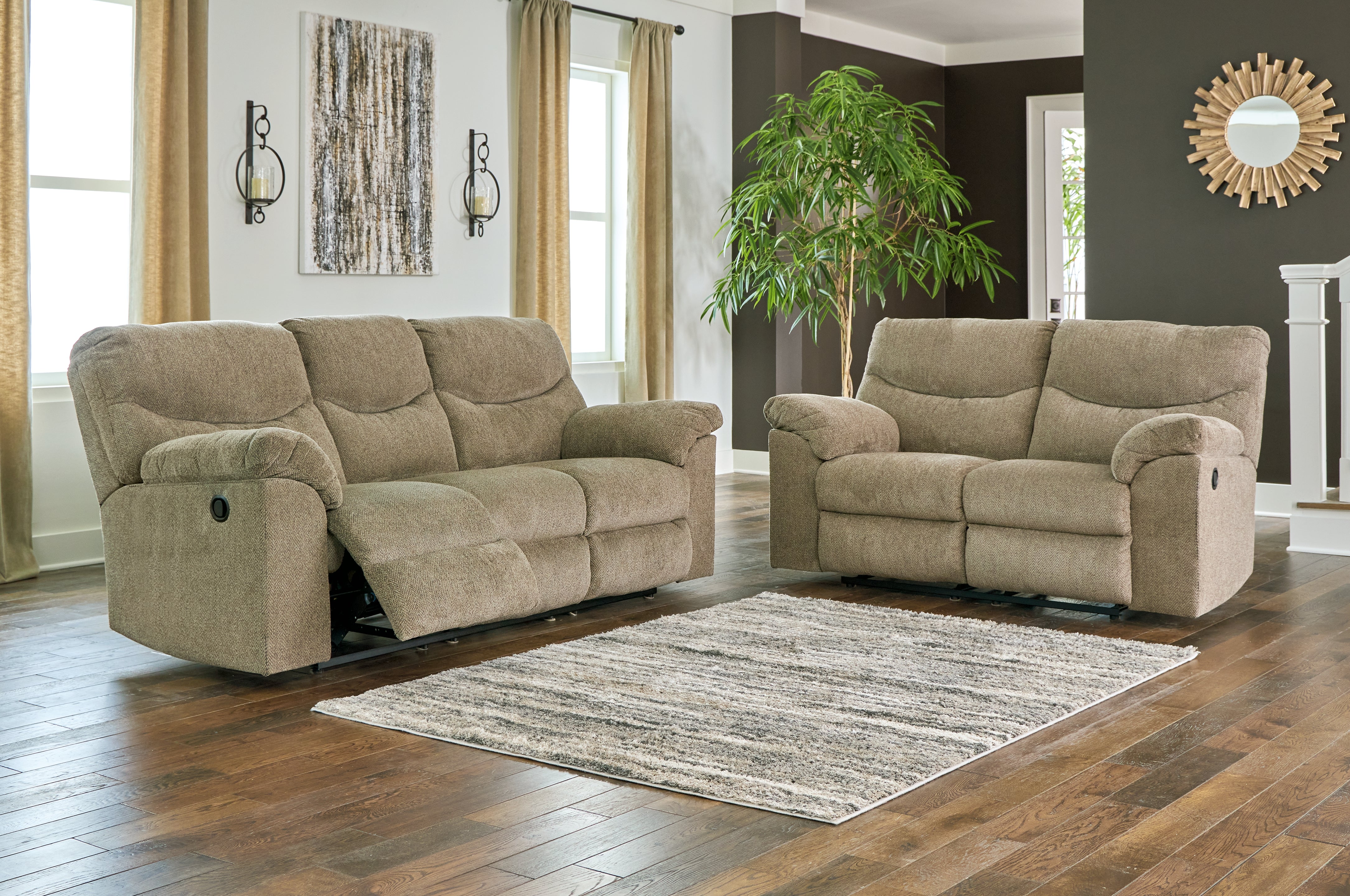 Best Deals Furniture - Ashley Furniture - Alphons Reclining Sofa and Loveseat - Reclining Sofa and Loveseat / Briar - 28202U1