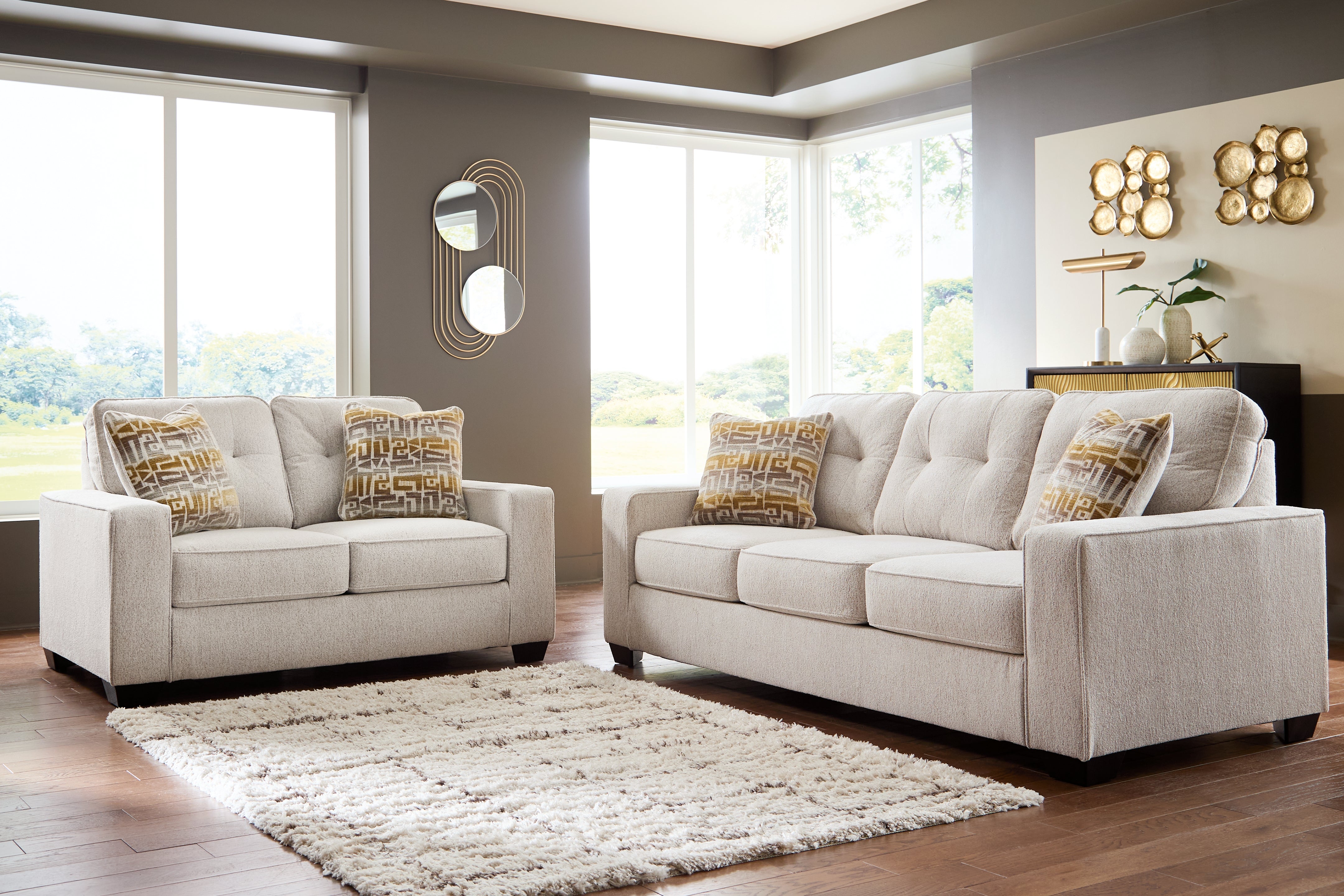 Best Deals Furniture - Ashley Furniture - Larimer Sofa and Loveseat - Sofa and Loveseat / Stone - PC29203U1