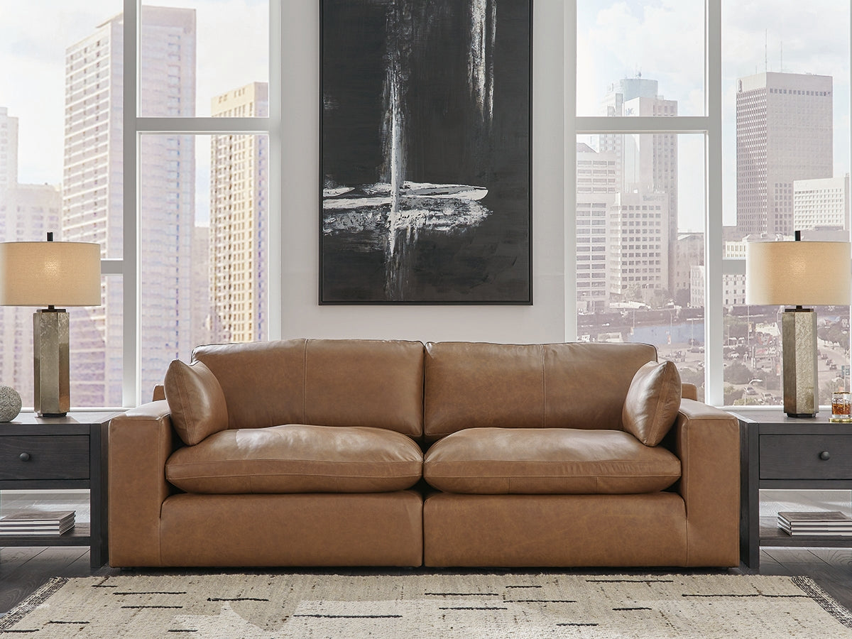 Best Deals Furniture - Ashley Furniture - Emilia 2-Piece Sectional Loveseat - RAF 2-Piece Sectional Loveseat / Caramel - 30901S1