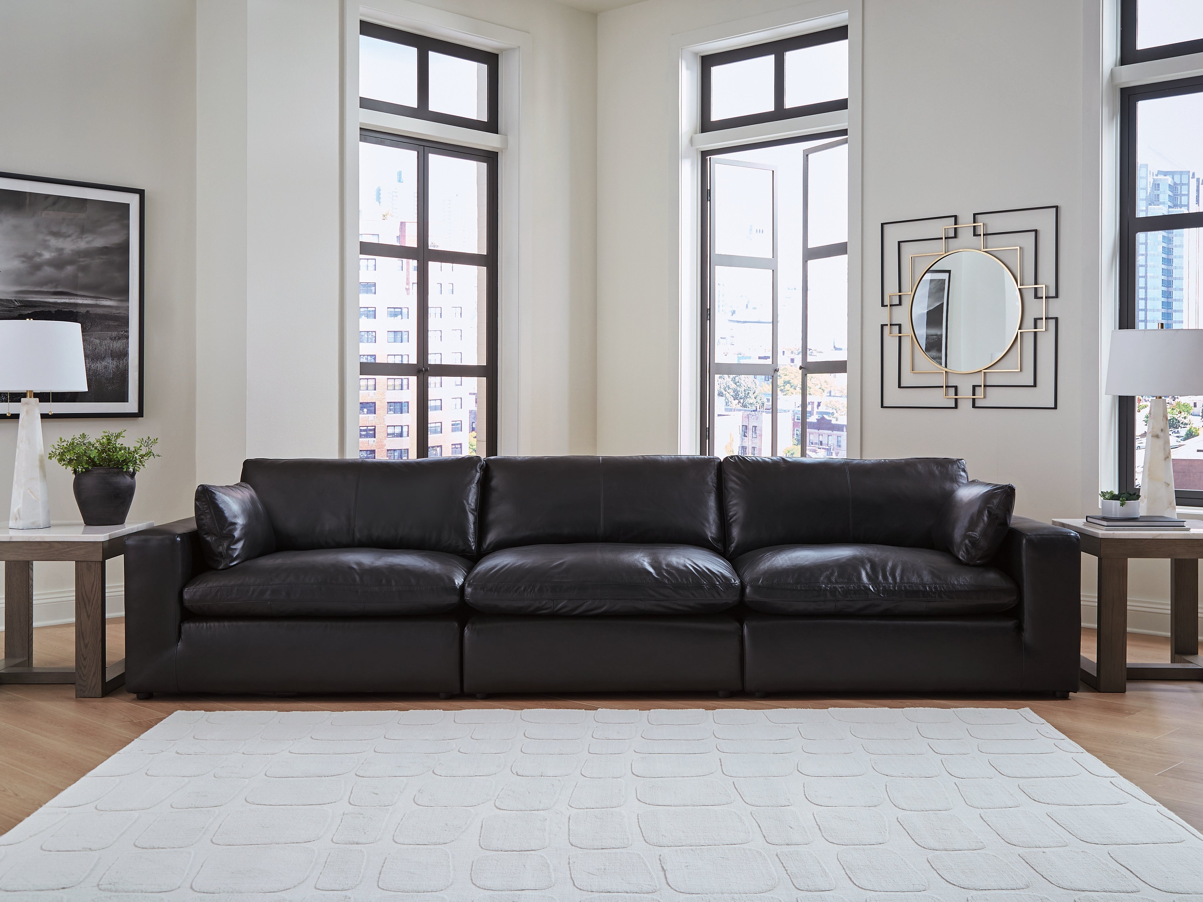 Best Deals Furniture - Ashley Furniture - Emilia 3-Piece Sectional Sofa - RAF 3-Piece Sectional Sofa / Black - 30902S2