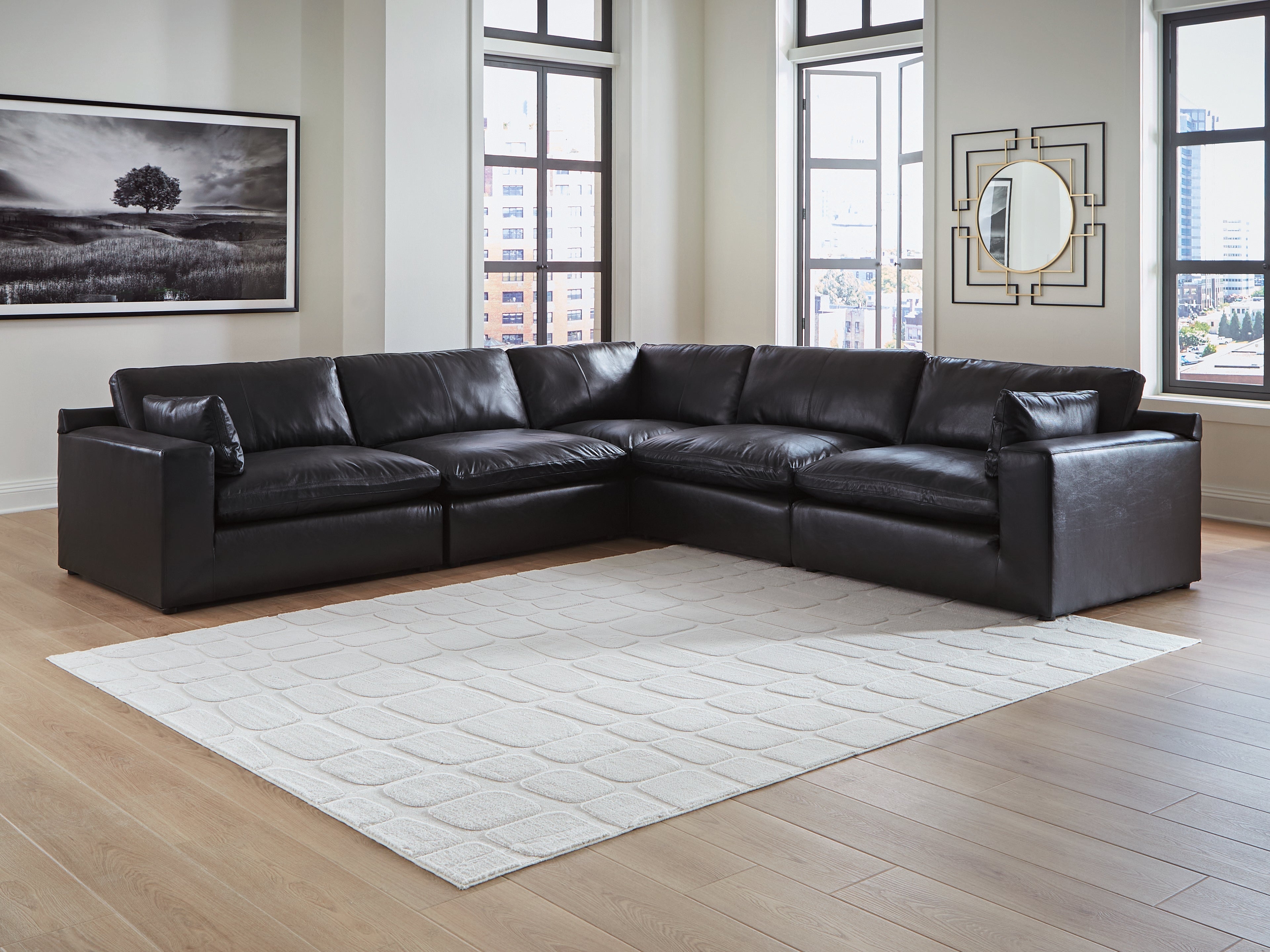 Best Deals Furniture - Ashley Furniture - Emilia 5-Piece Sectional - RAF 5-Piece Sectional / Black - 30902S4