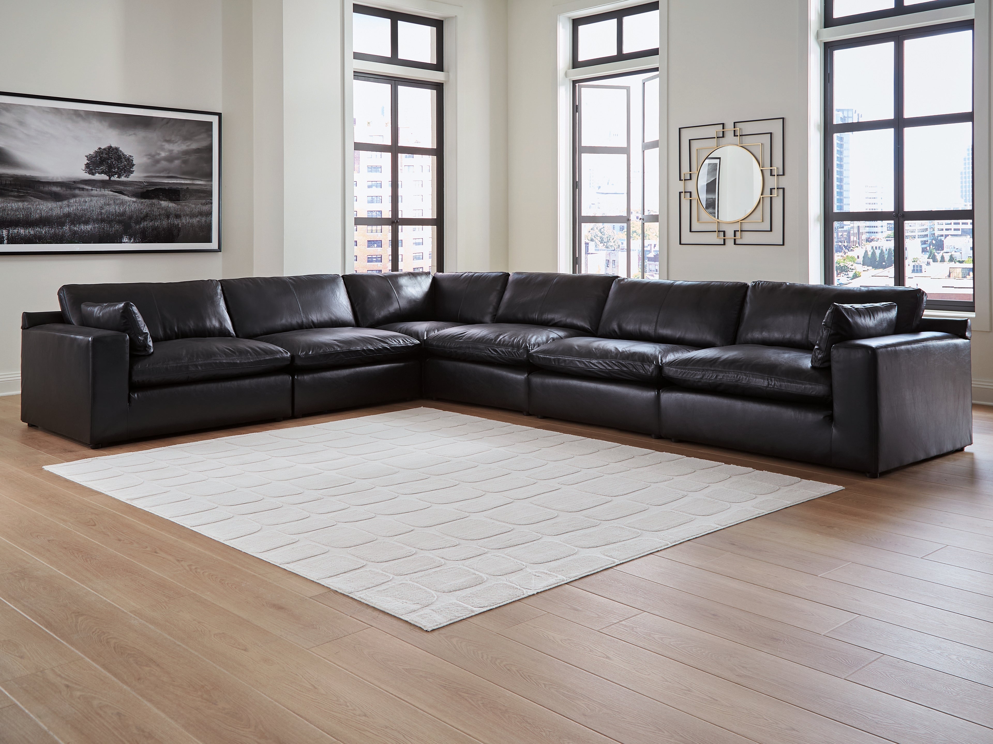 Best Deals Furniture - Ashley Furniture - Emilia 6-Piece Sectional - RAF 6-Piece Sectional / Black - 30902S5