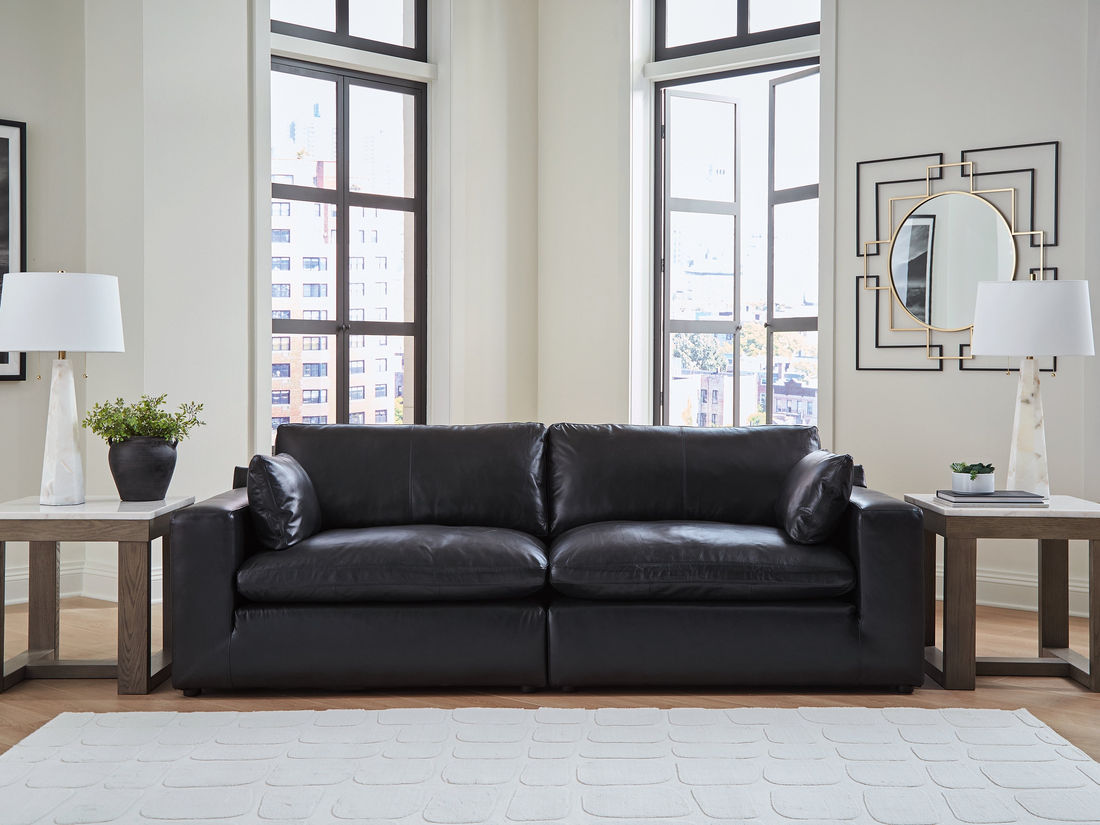 Best Deals Furniture - Ashley Furniture - Emilia 2-Piece Sectional Loveseat - RAF 2-Piece Sectional Loveseat / Black - 30902S1