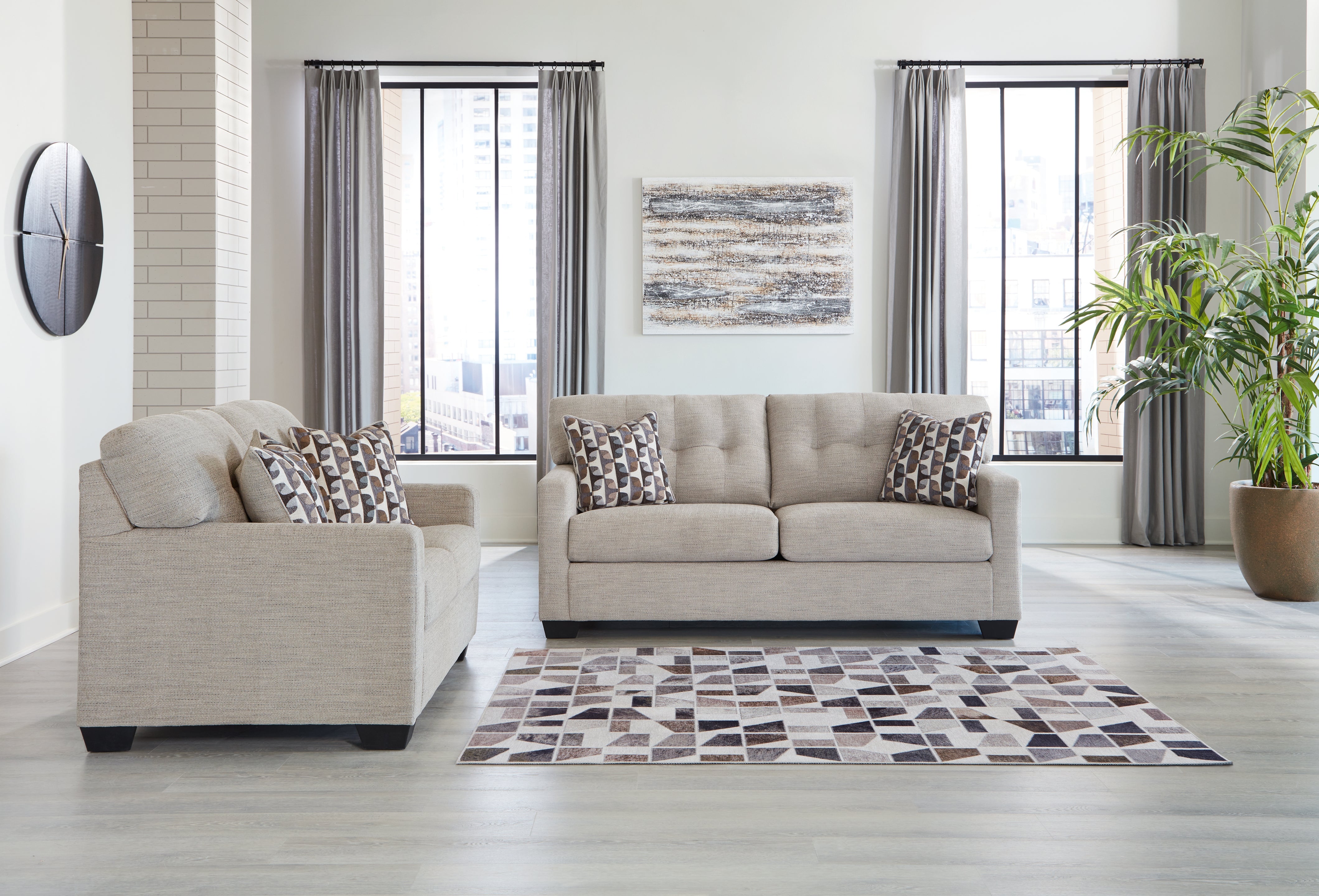 Best Deals Furniture - Ashley Furniture - Mahoney Sofa and Loveseat - Sofa and Loveseat / Pebble - 31004U1