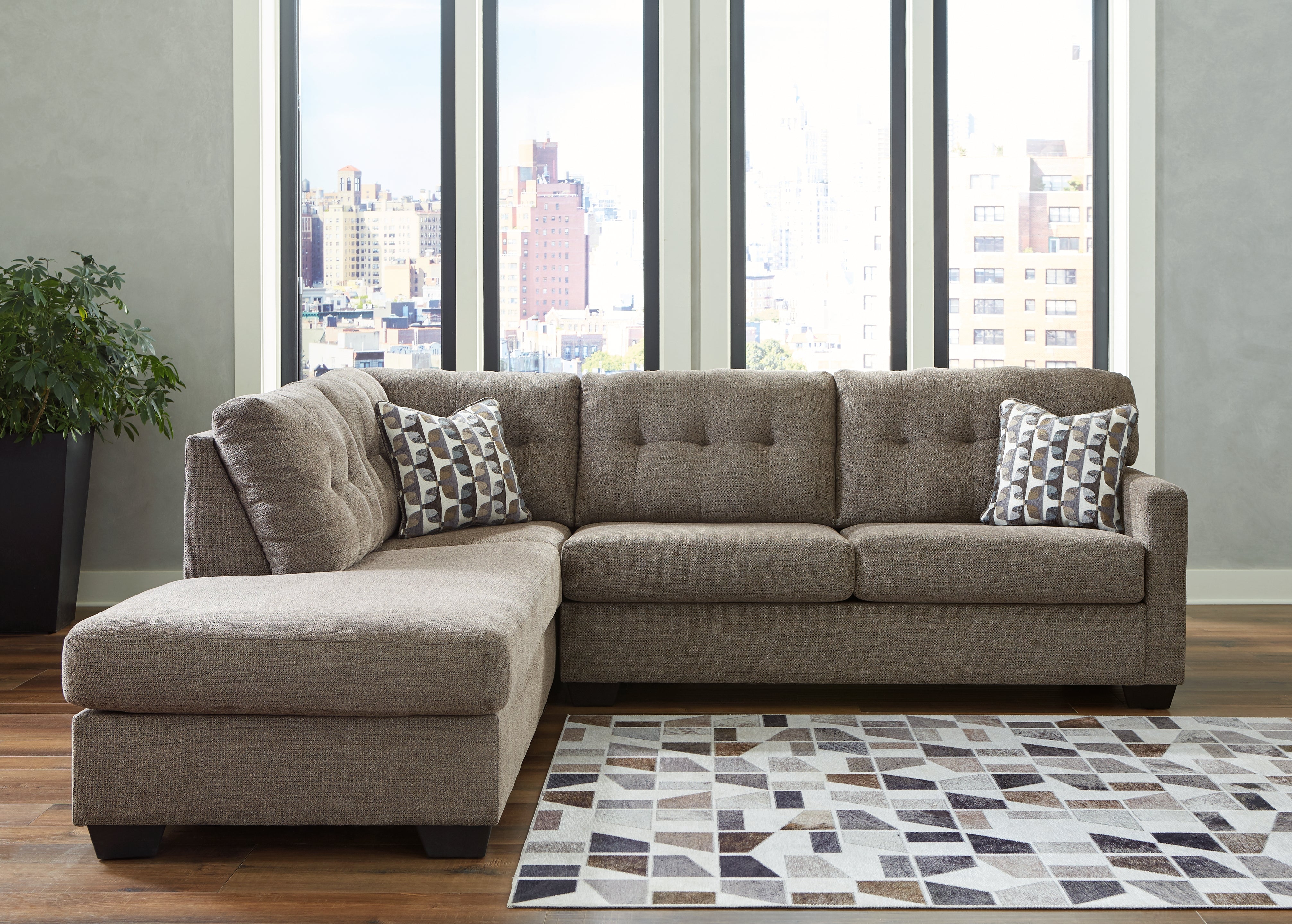 Best Deals Furniture - Ashley Furniture - Mahoney 2-Piece Sectional with Chaise - RAF 2-Piece Sectional with Chaise / Chocolate - 31005S1