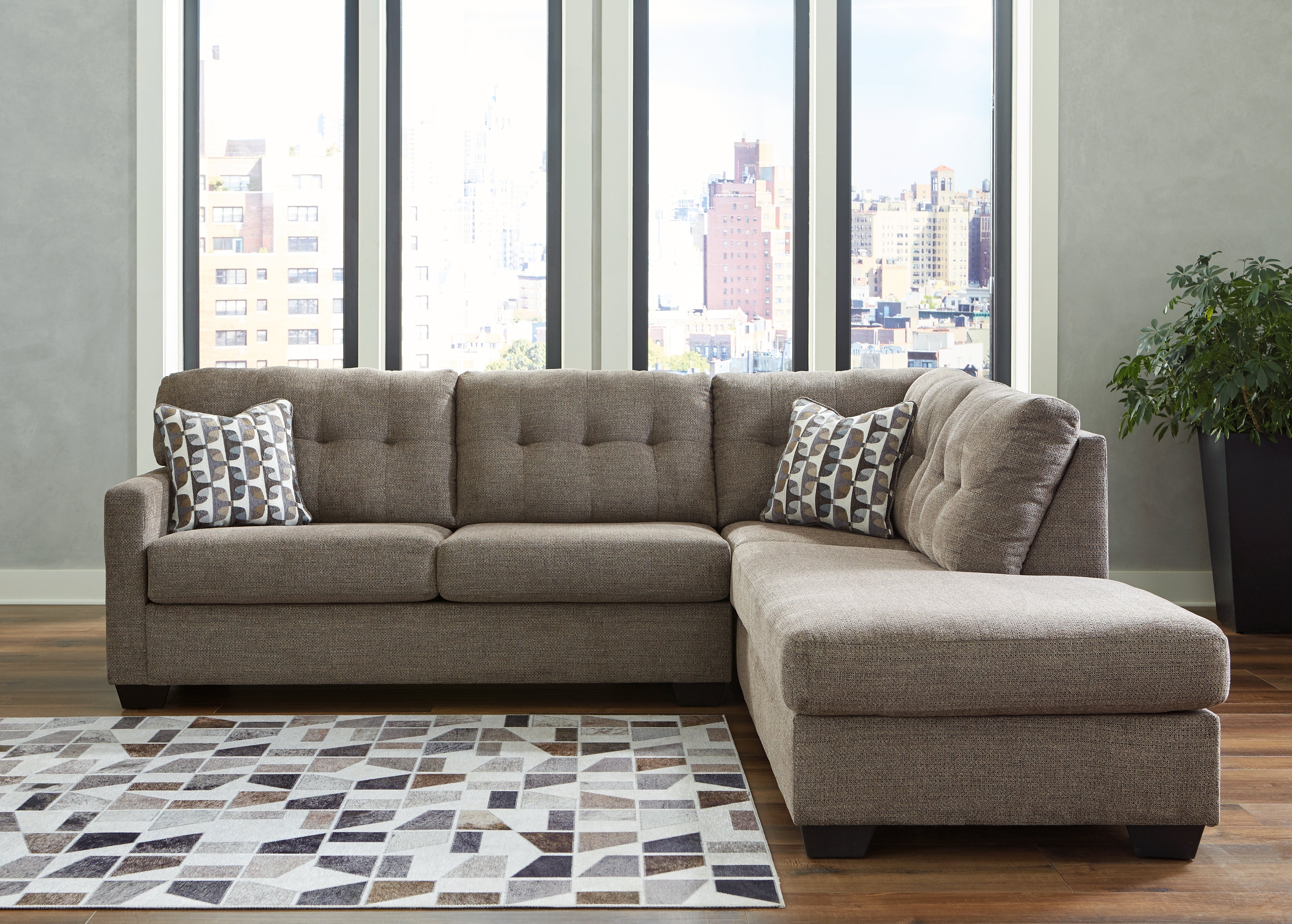 Best Deals Furniture - Ashley Furniture - Mahoney 2-Piece Sectional with Chaise - LAF 2-Piece Sectional with Chaise / Chocolate - 31005S2