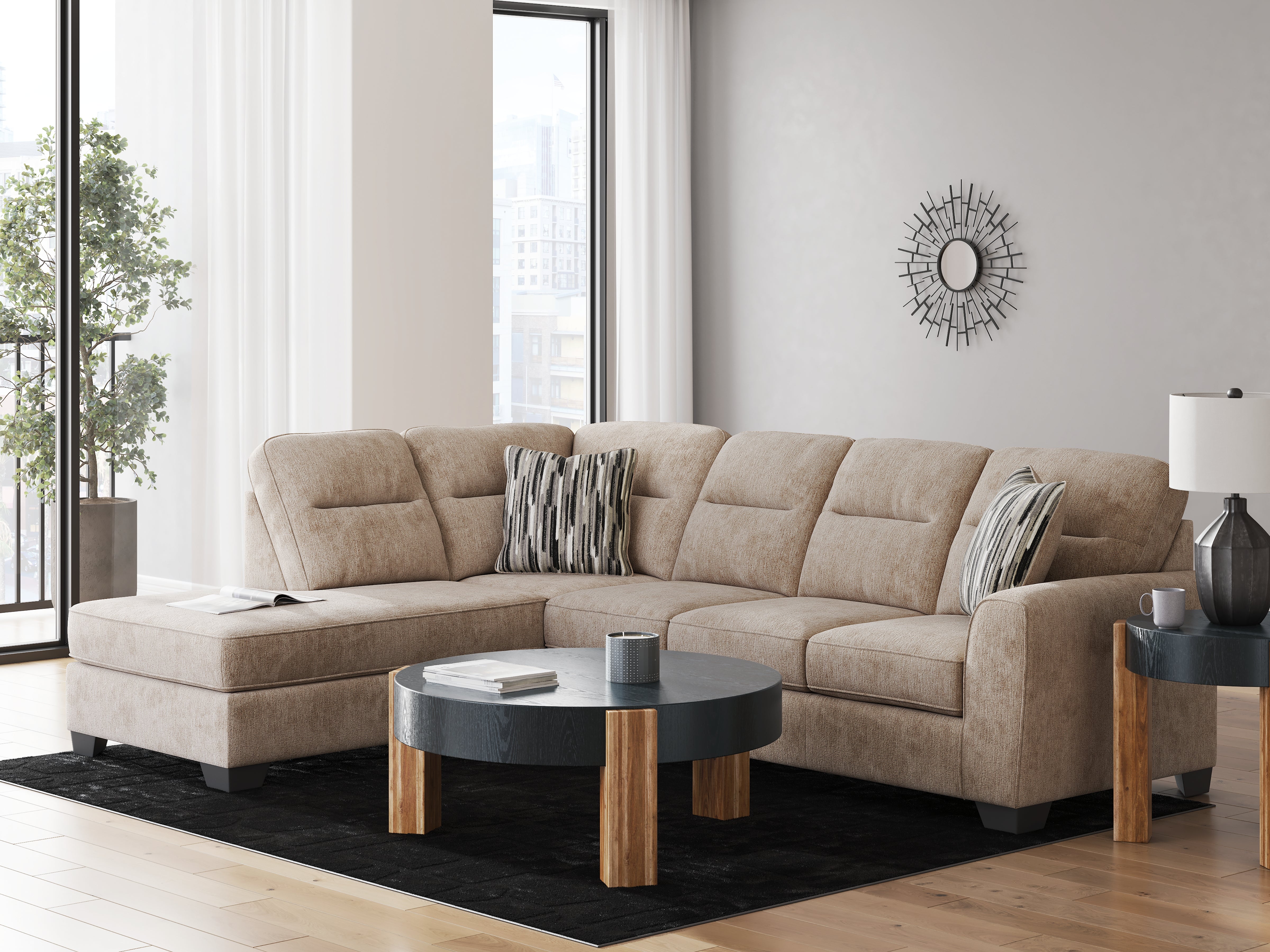 Best Deals Furniture - Ashley Furniture - Olten Sectional - RAF 2-Piece Sectional with Chaise / Mocha - 31304S1