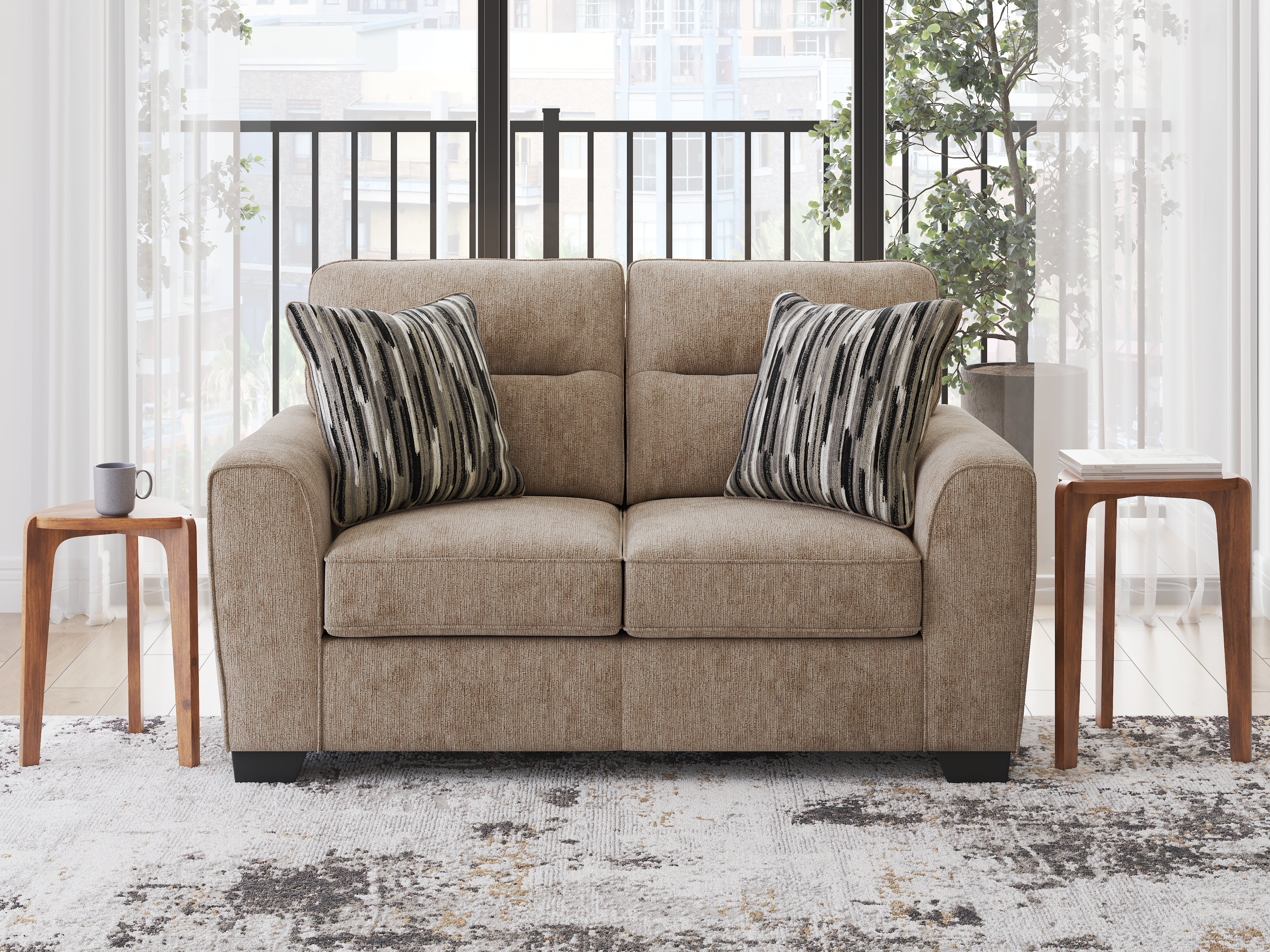 Best Deals Furniture - Ashley Furniture - Olten Living Room - Loveseat / Mocha - 3130435