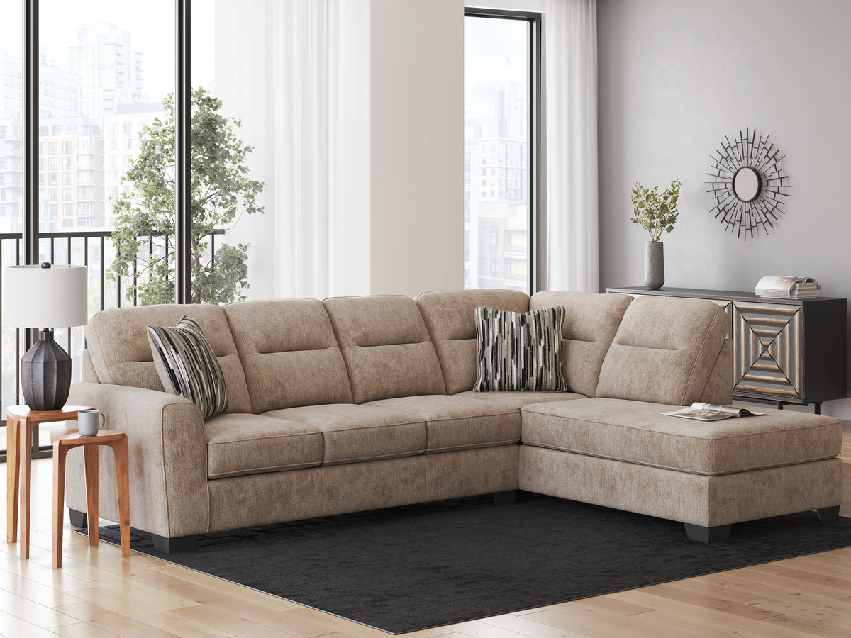 Best Deals Furniture - Ashley Furniture - Olten Sectional - LAF 2-Piece Sectional with Chaise / Mocha - 31304S2