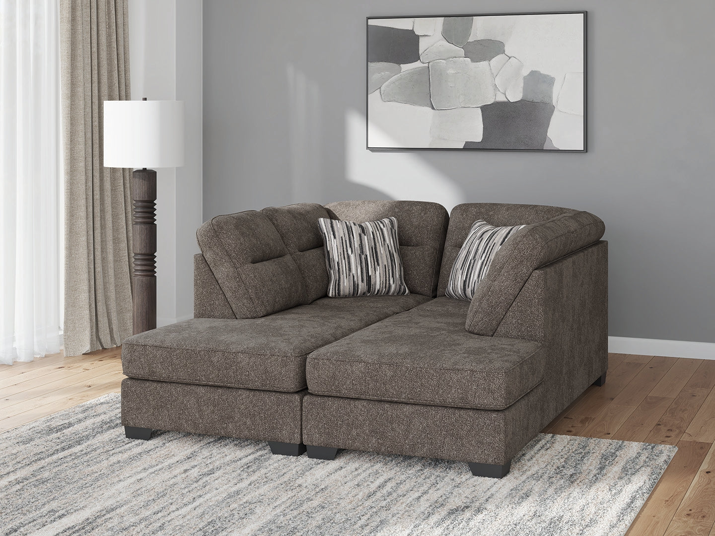 Best Deals Furniture - Ashley Furniture - Olten Sectional - RAF 2-Piece Super Chaise / Graphite - 31305S3