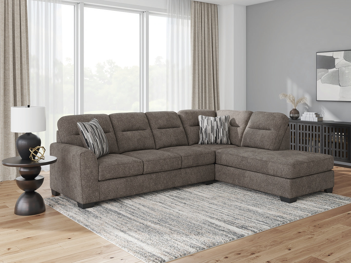 Best Deals Furniture - Ashley Furniture - Olten Sectional - RAF 2-Piece Sectional with Chaise / Graphite - 31305S1