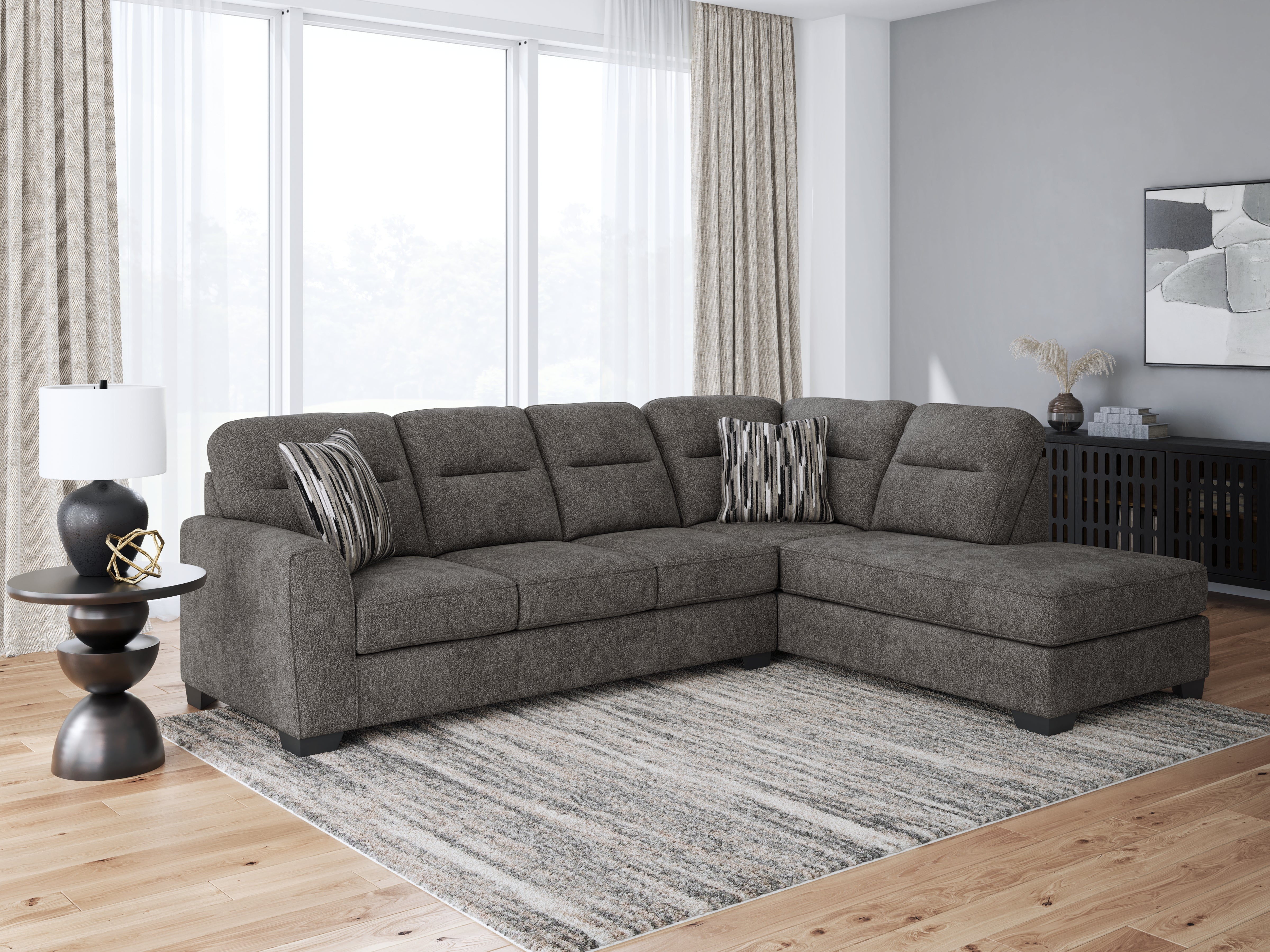 Best Deals Furniture - Ashley Furniture - Olten Sectional - LAF 2-Piece Sectional with Chaise / Graphite - 31305S2