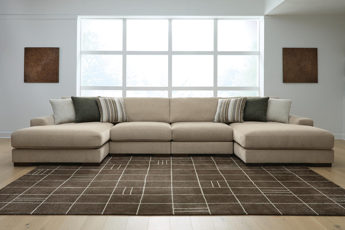 Best Deals Furniture - Ashley Furniture - Linenhause 4-Piece Double Chaise Sectional - RAF 4-Piece Double Chaise Sectional - 31803S9