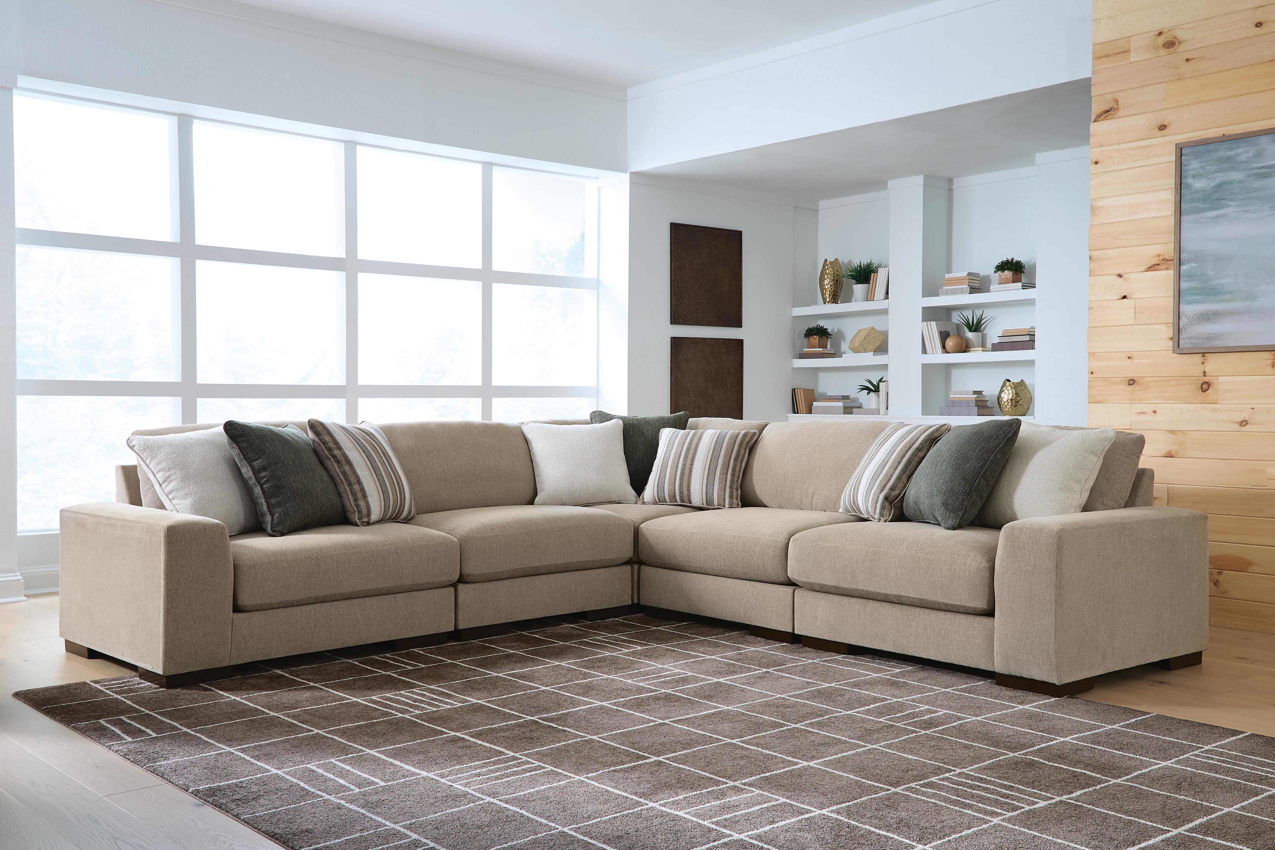 Best Deals Furniture - Ashley Furniture - Linenhause 5-Piece Sectional - RAF 5-Piece Sectional - 31803S17