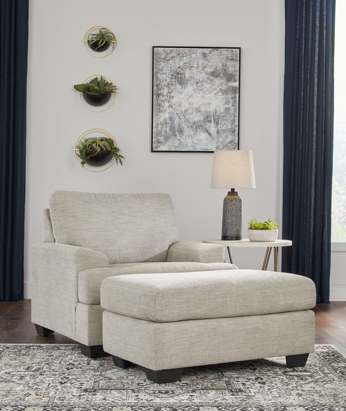 Best Deals Furniture - Ashley Furniture - Vayda Chair and Ottoman - Chair and Ottoman / Pebble - 33104U2