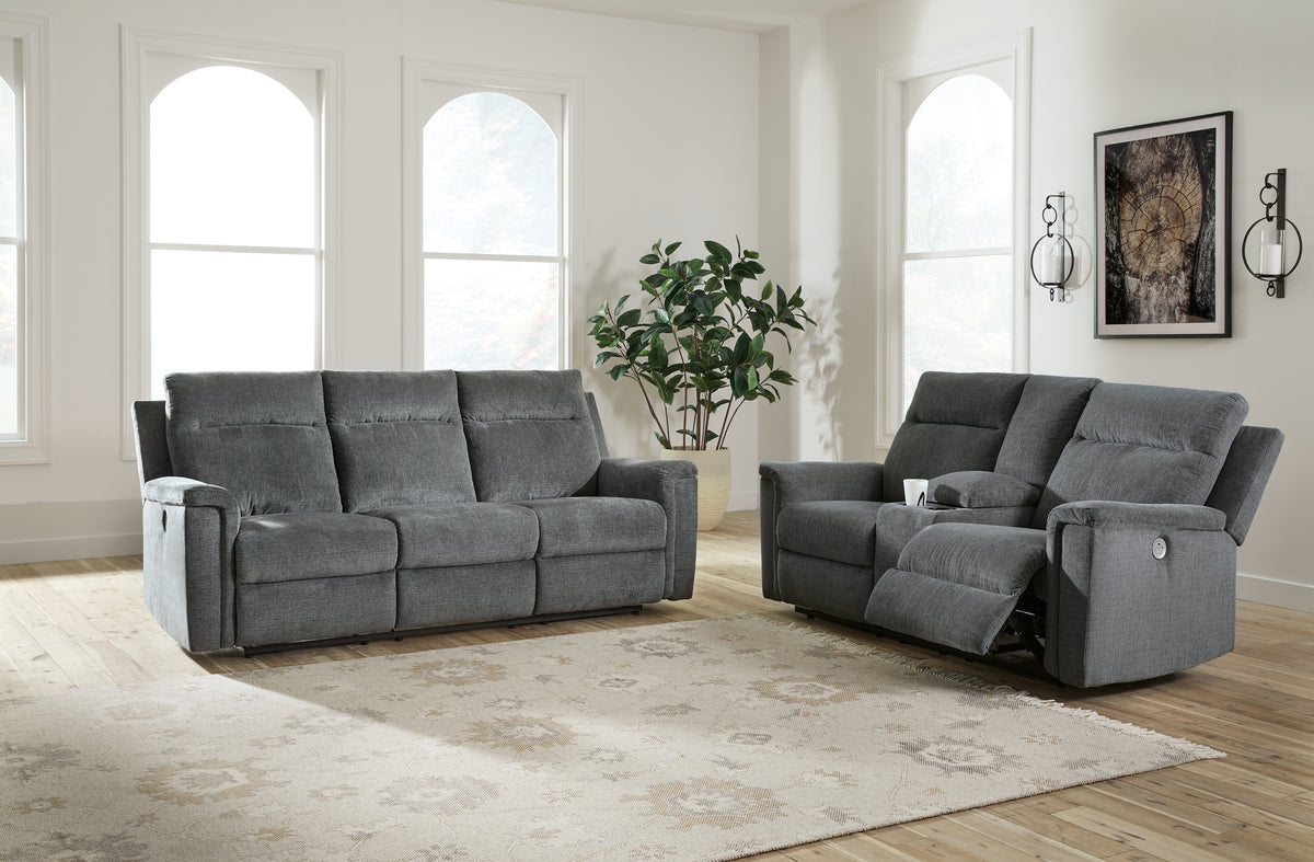 Best Deals Furniture - Ashley Furniture - Barnsana Power Reclining Sofa and Loveseat - Power Reclining Sofa and Loveseat / Gravel - 33202U1