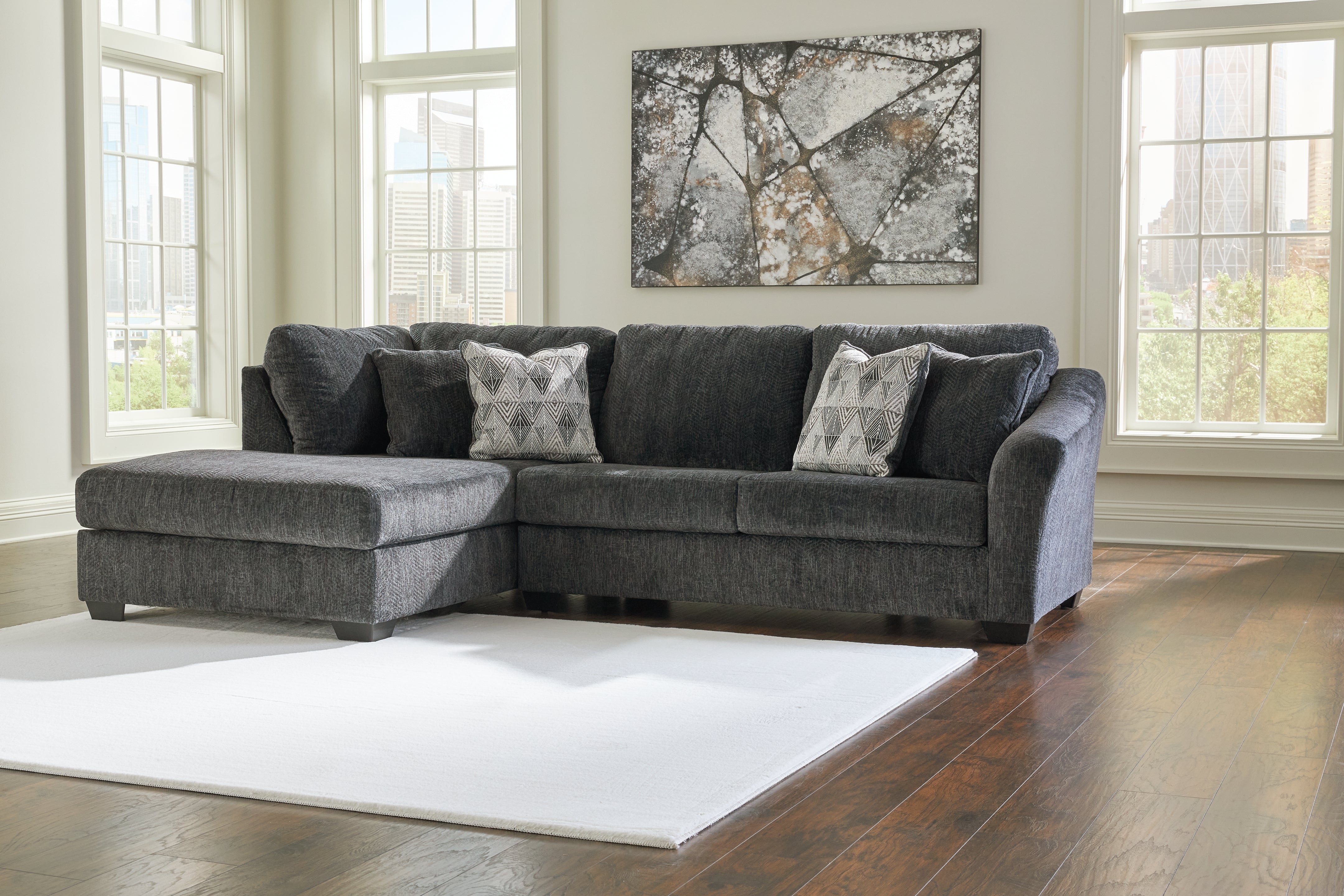 Best Deals Furniture - Ashley Furniture - Biddeford 2-Piece Sectional with Chaise - RAF 2-Piece Sectional with Chaise / Shadow - 35504S1