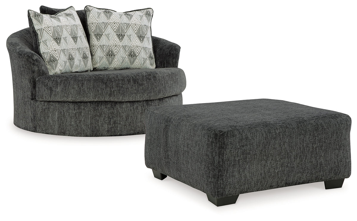 Best Deals Furniture - Ashley Furniture - Biddeford Oversized Swivel Chair and Ottoman - Oversized Swivel Chair and Ottoman / Shadow - 35504U1