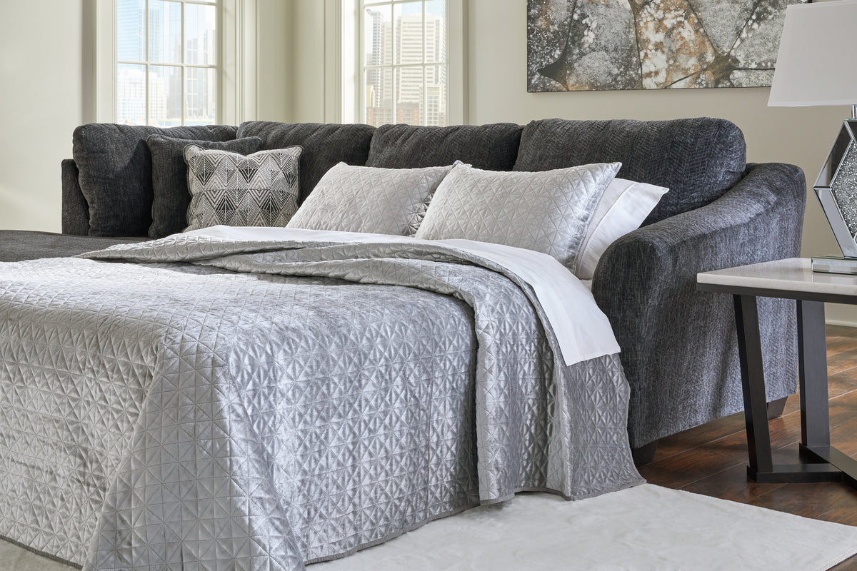Best Deals Furniture - Ashley Furniture - Biddeford 2-Piece Sleeper Sectional with Chaise - 2-Piece Sleeper Sectional with Chaise / Shadow - 35504S4