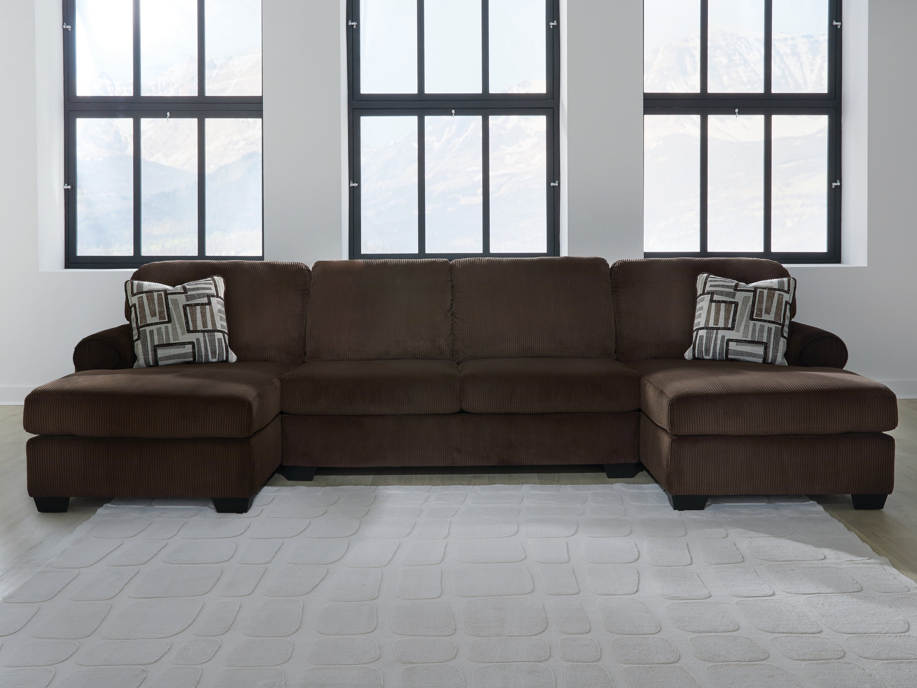 Best Deals Furniture - Ashley Furniture - Kimlee Sectional - RAF 3-Piece Sectional with Double Chaise / Chocolate - PC35603S3