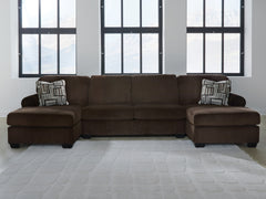 Best Deals Furniture - Ashley Furniture - Kimlee 3-Piece Sectional with Double Chaise - RAF 3-Piece Sectional with Double Chaise / Chocolate - PC35603S3