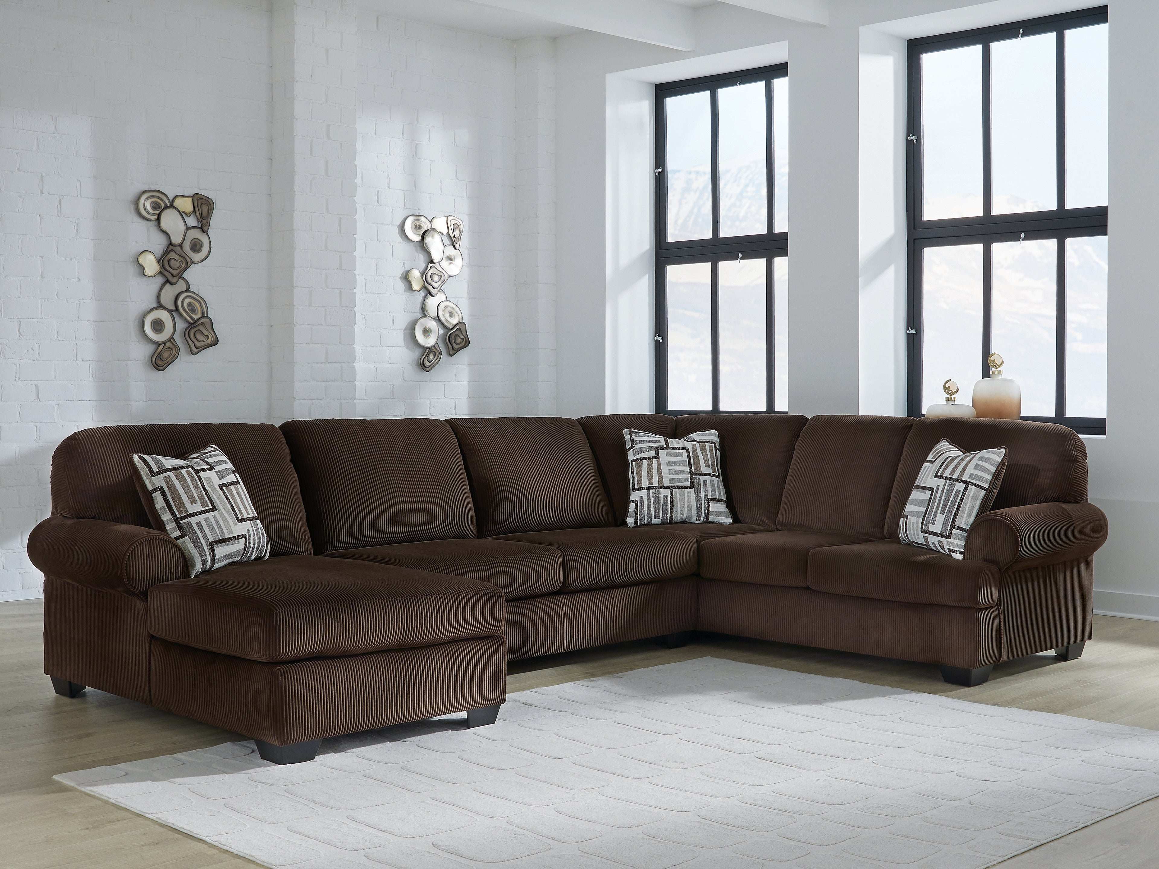 Best Deals Furniture - Ashley Furniture - Kimlee Sectional - RAF 3-Piece Sectional with Chaise / Chocolate - PC35603S1
