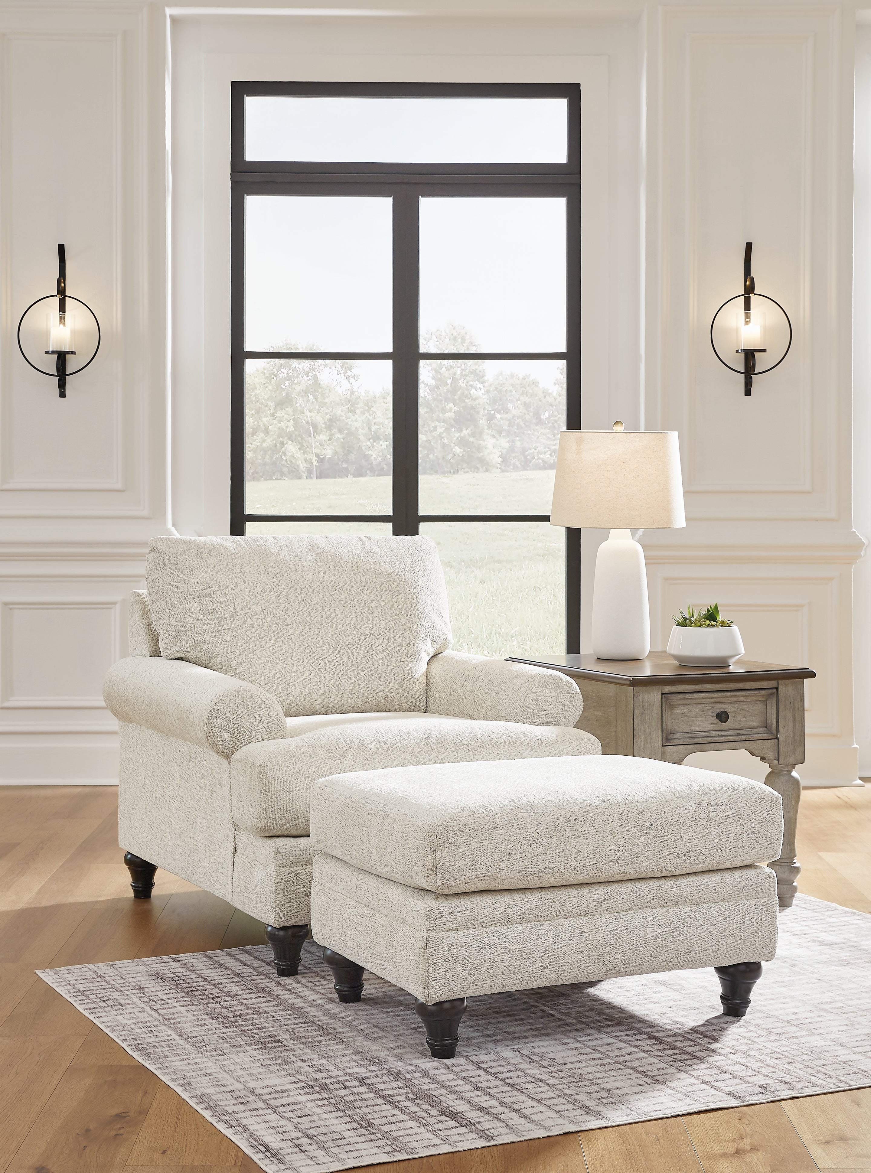 Best Deals Furniture - Ashley Furniture - Valerani Chair and Ottoman - Chair and Ottoman / Sandstone - 35702U2